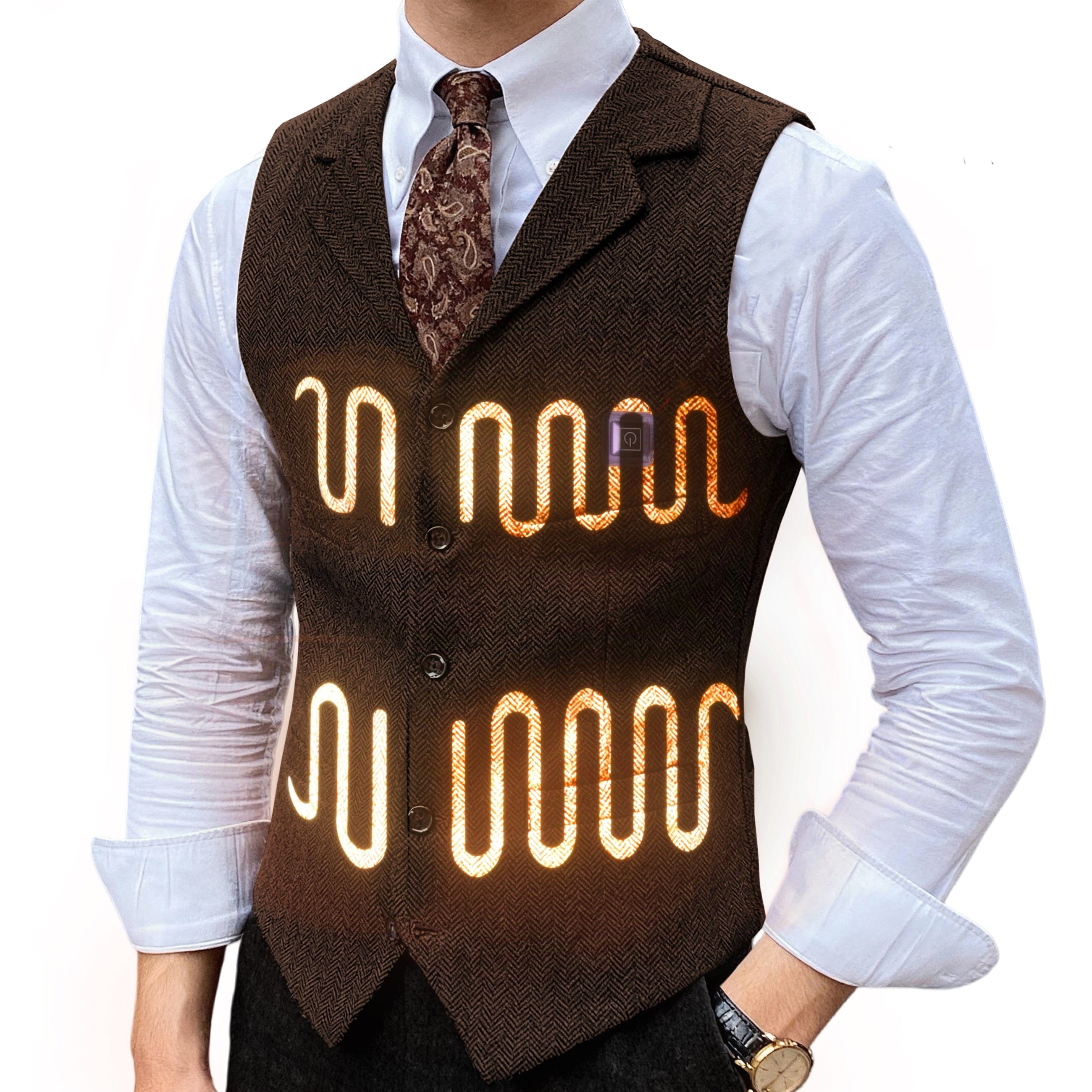 aesido Men’s Heated Herringbone Vest with USB Charging, 3 Heat Levels, and Adjustable Fit