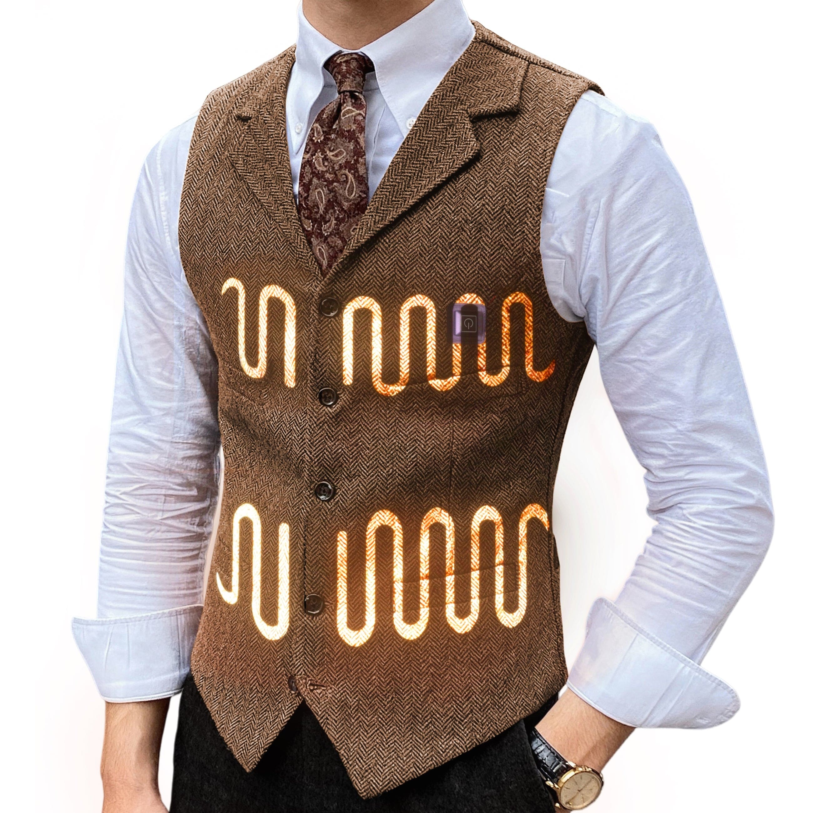 aesido Men’s Heated Herringbone Vest with USB Charging, 3 Heat Levels, and Adjustable Fit