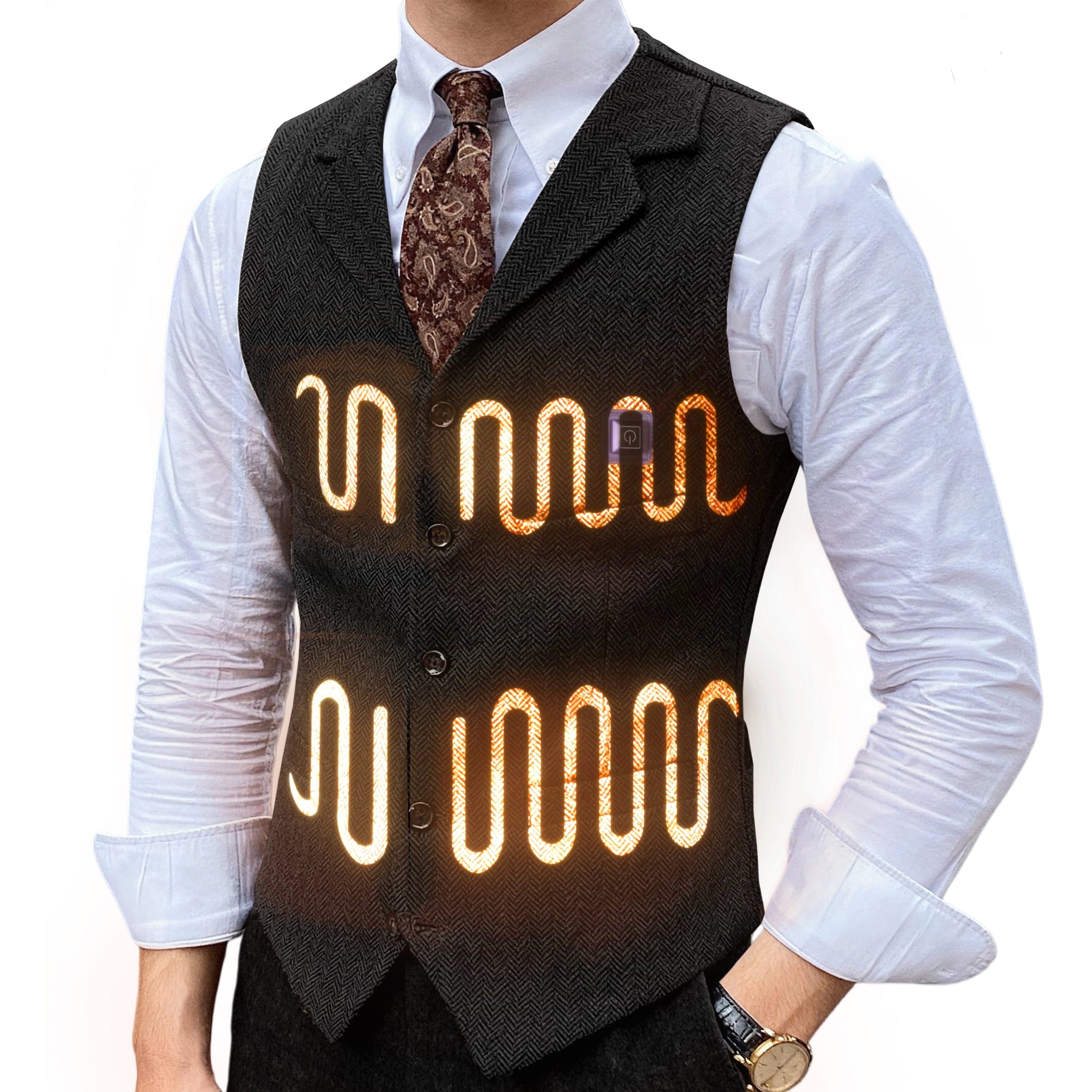 aesido Men’s Heated Herringbone Vest with USB Charging, 3 Heat Levels, and Adjustable Fit