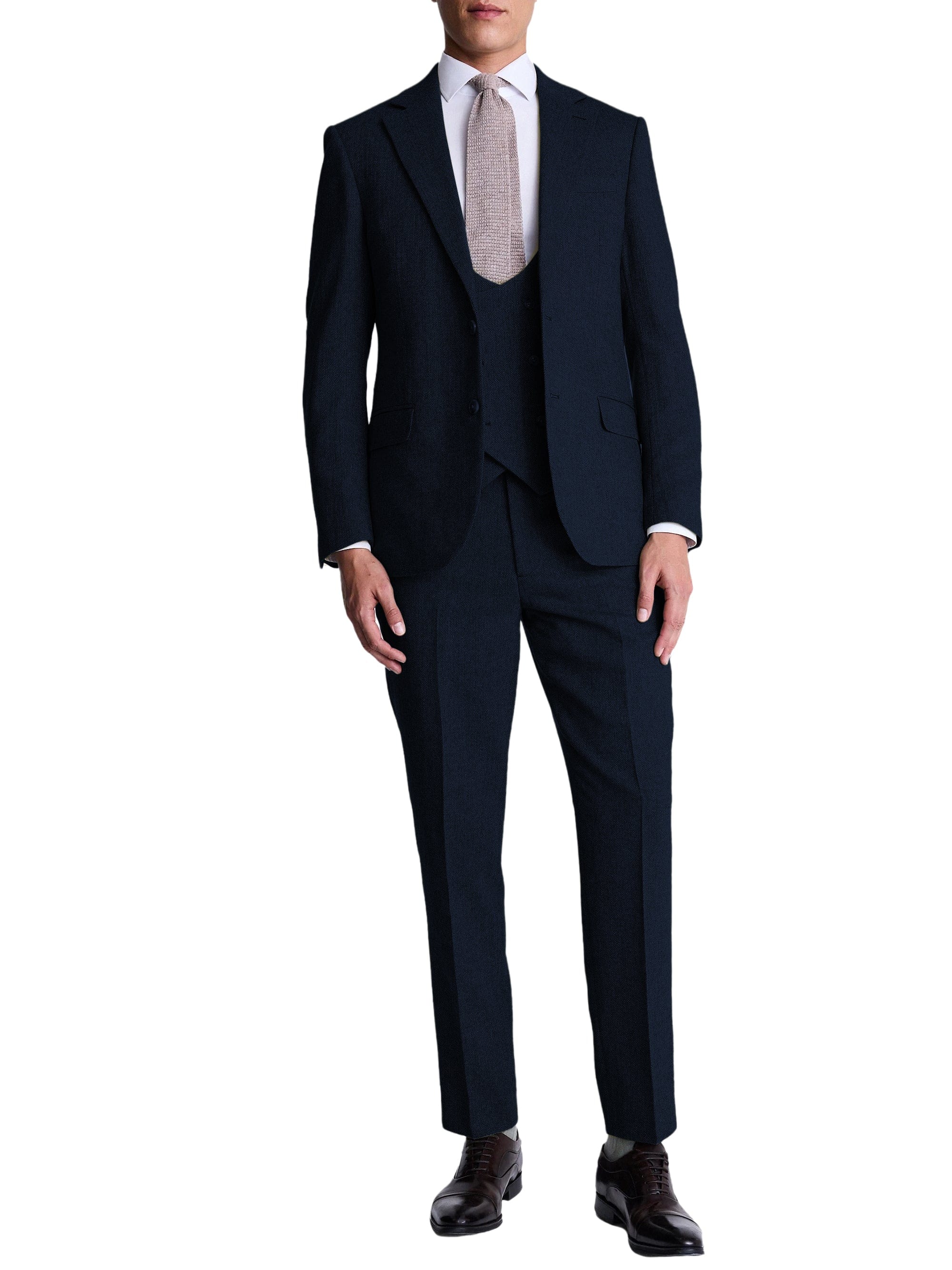 aesido Men’s Herringbone 3-Piece Suit – Blazer, Vest & Pants