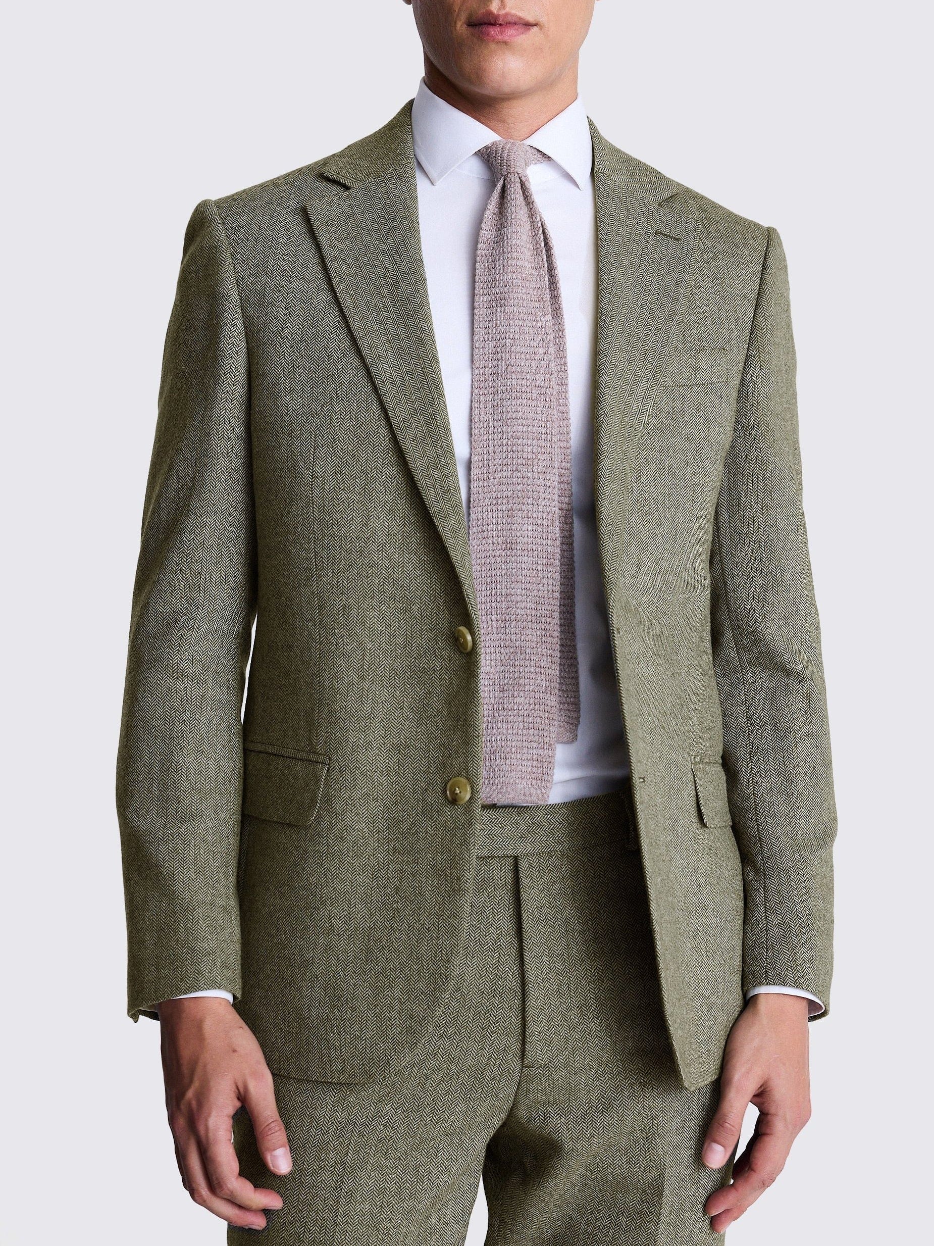 aesido Men’s Herringbone 3-Piece Suit – Blazer, Vest & Pants