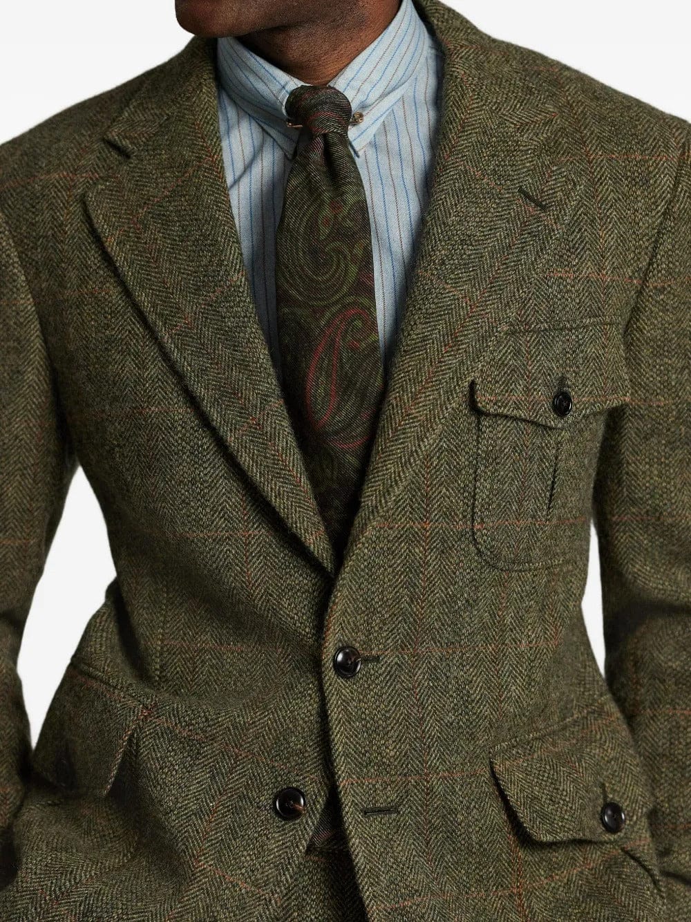 aesido Men’s Herringbone Tweed 2 Piece Suit – Double Button Blazer & Pants Set