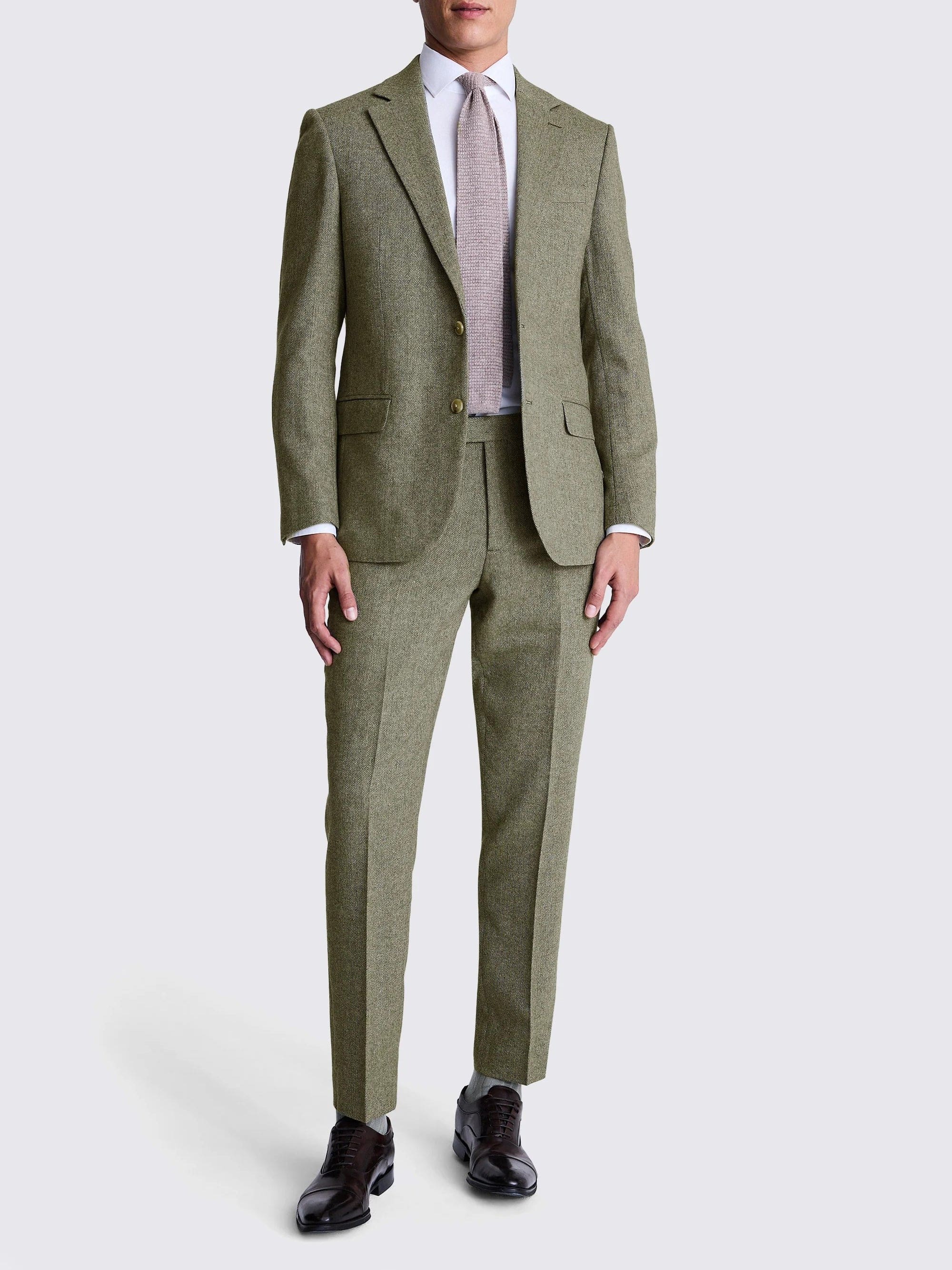 aesido Men’s Herringbone Two-Piece Suit – Blazer & Pants | Notch Lapel