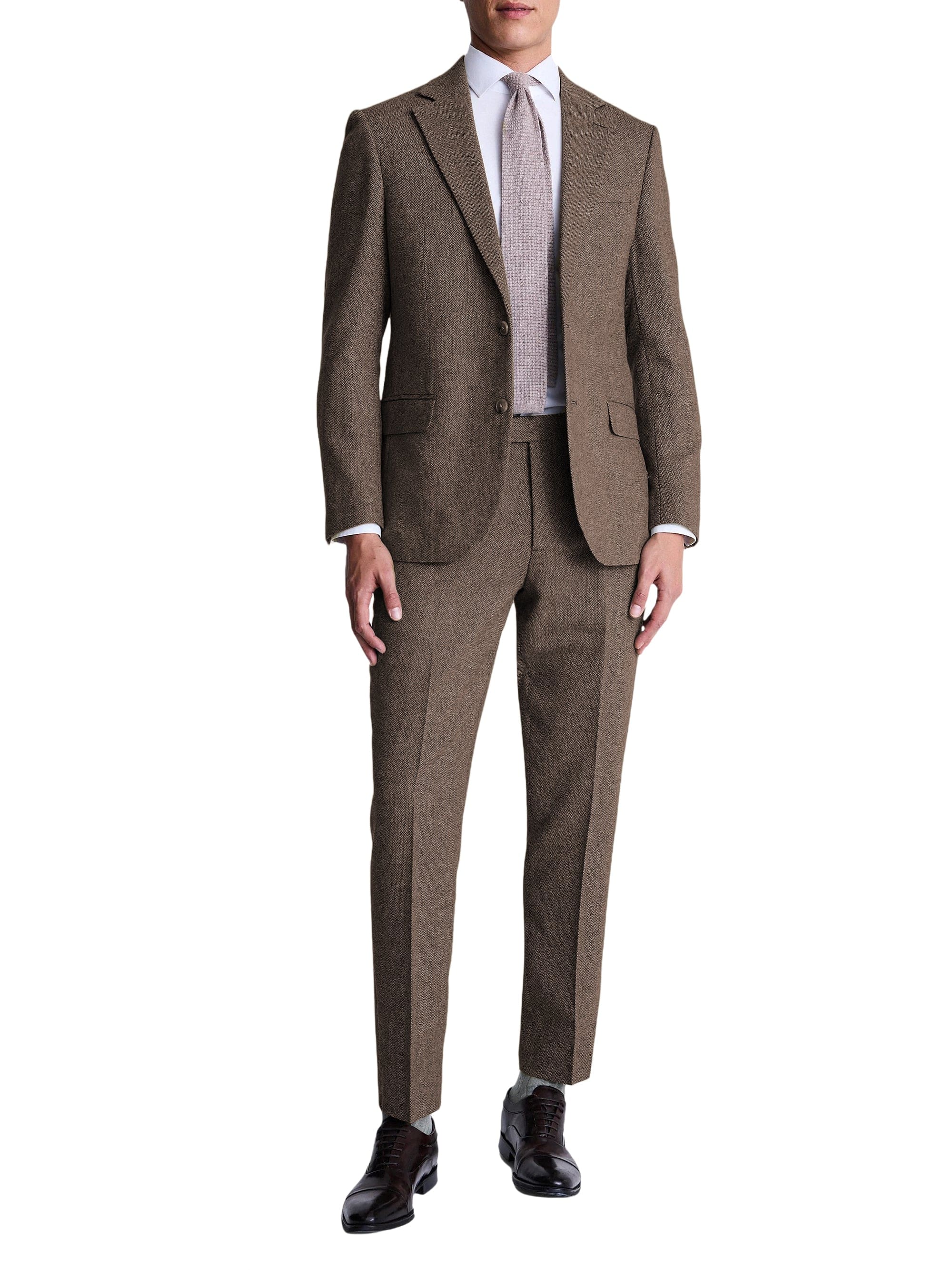 aesido Men’s Herringbone Two-Piece Suit – Blazer & Pants | Notch Lapel