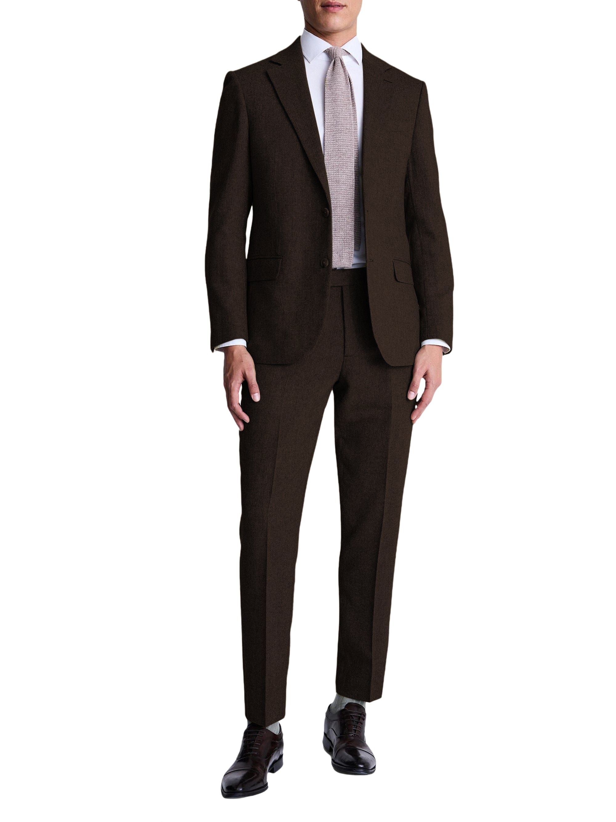 aesido Men’s Herringbone Two-Piece Suit – Blazer & Pants | Notch Lapel