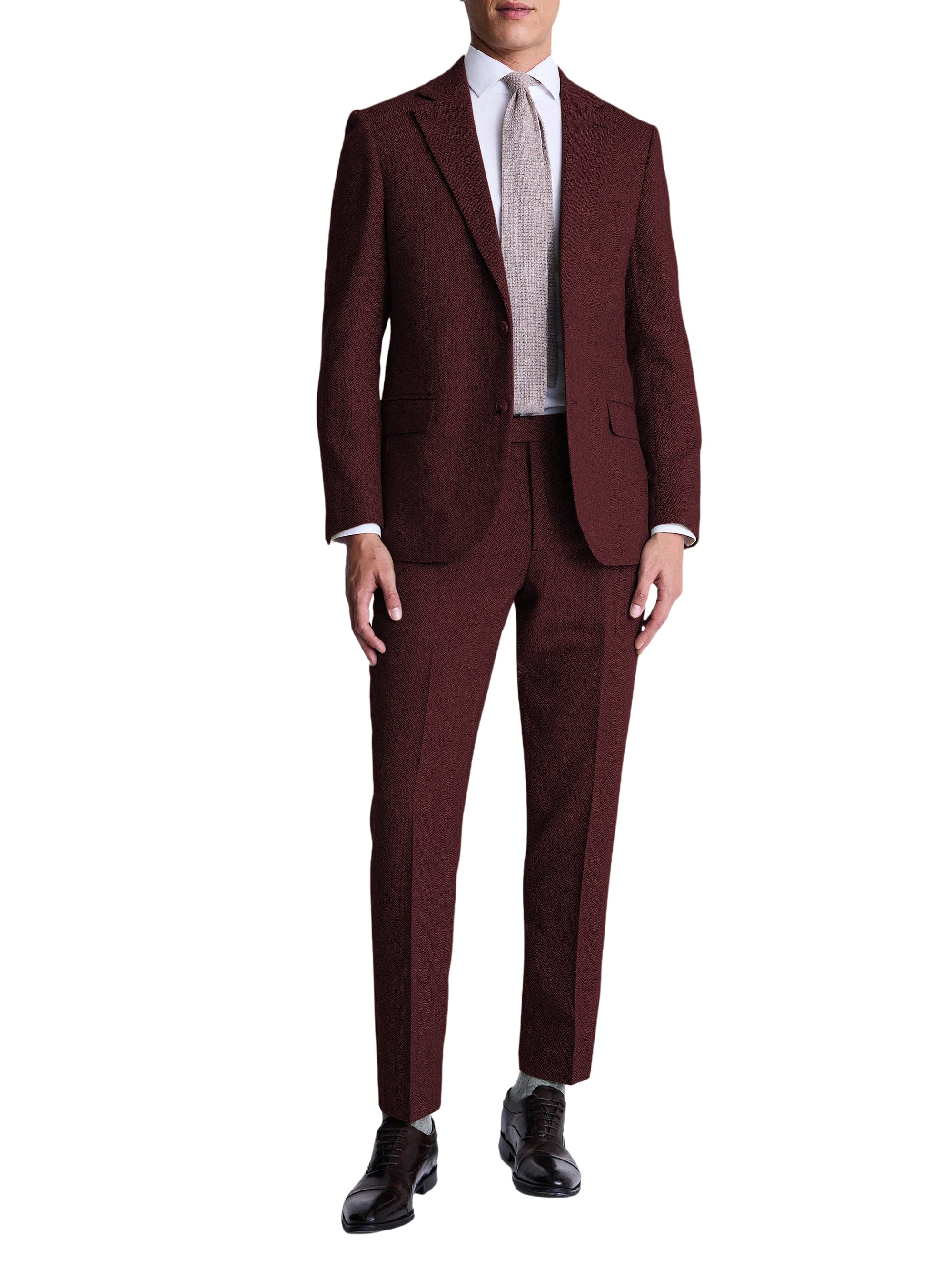aesido Men’s Herringbone Two-Piece Suit – Blazer & Pants | Notch Lapel
