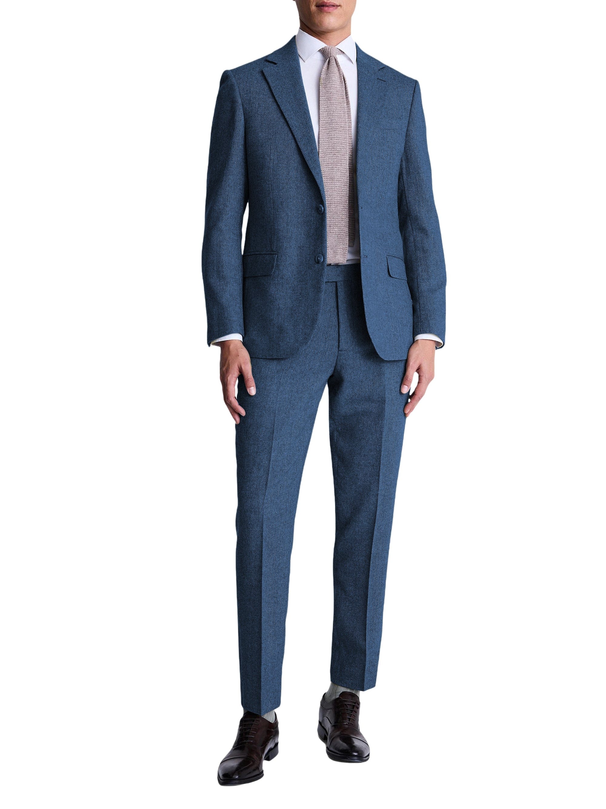 aesido Men’s Herringbone Two-Piece Suit – Blazer & Pants | Notch Lapel