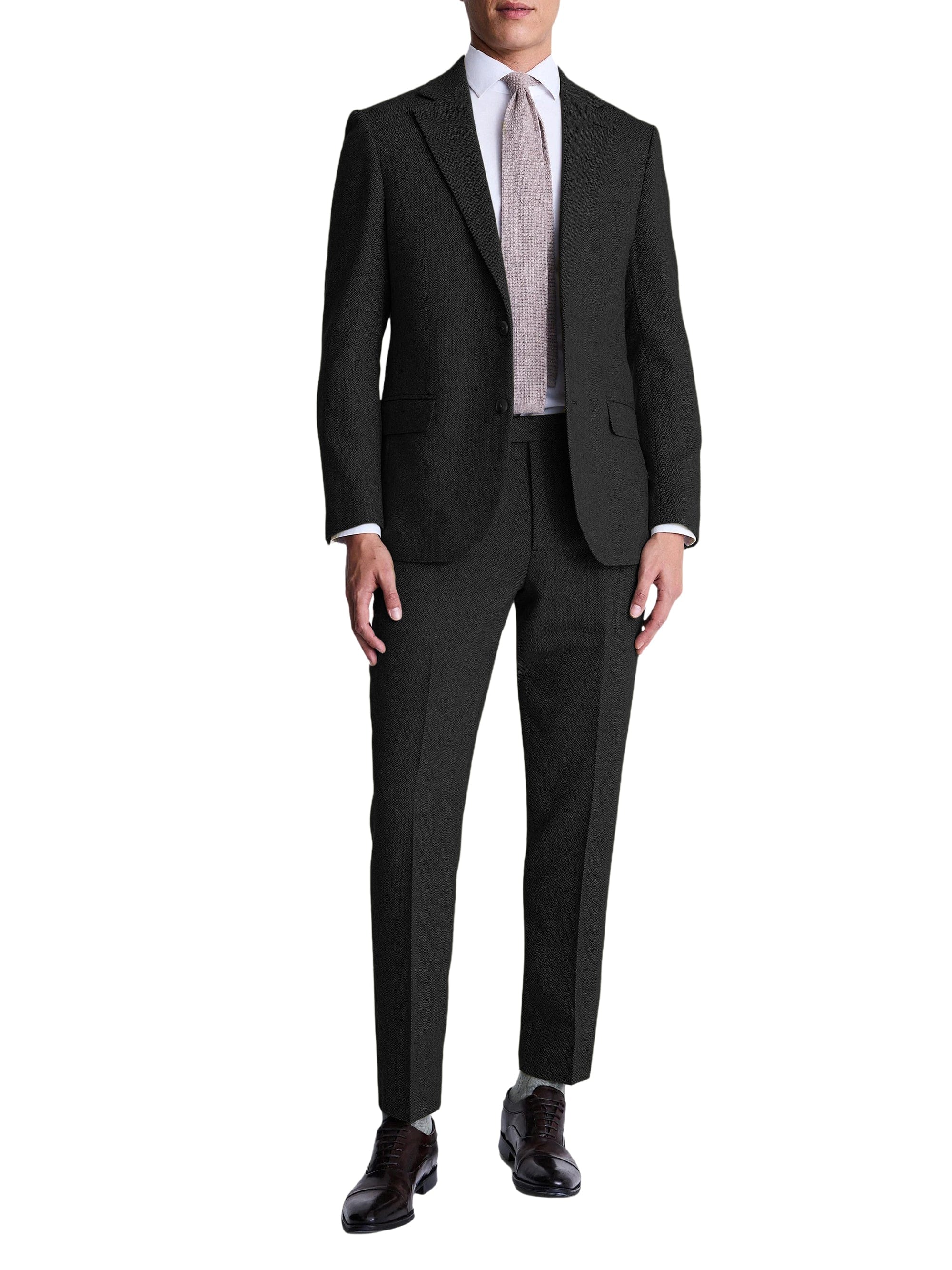 aesido Men’s Herringbone Two-Piece Suit – Blazer & Pants | Notch Lapel