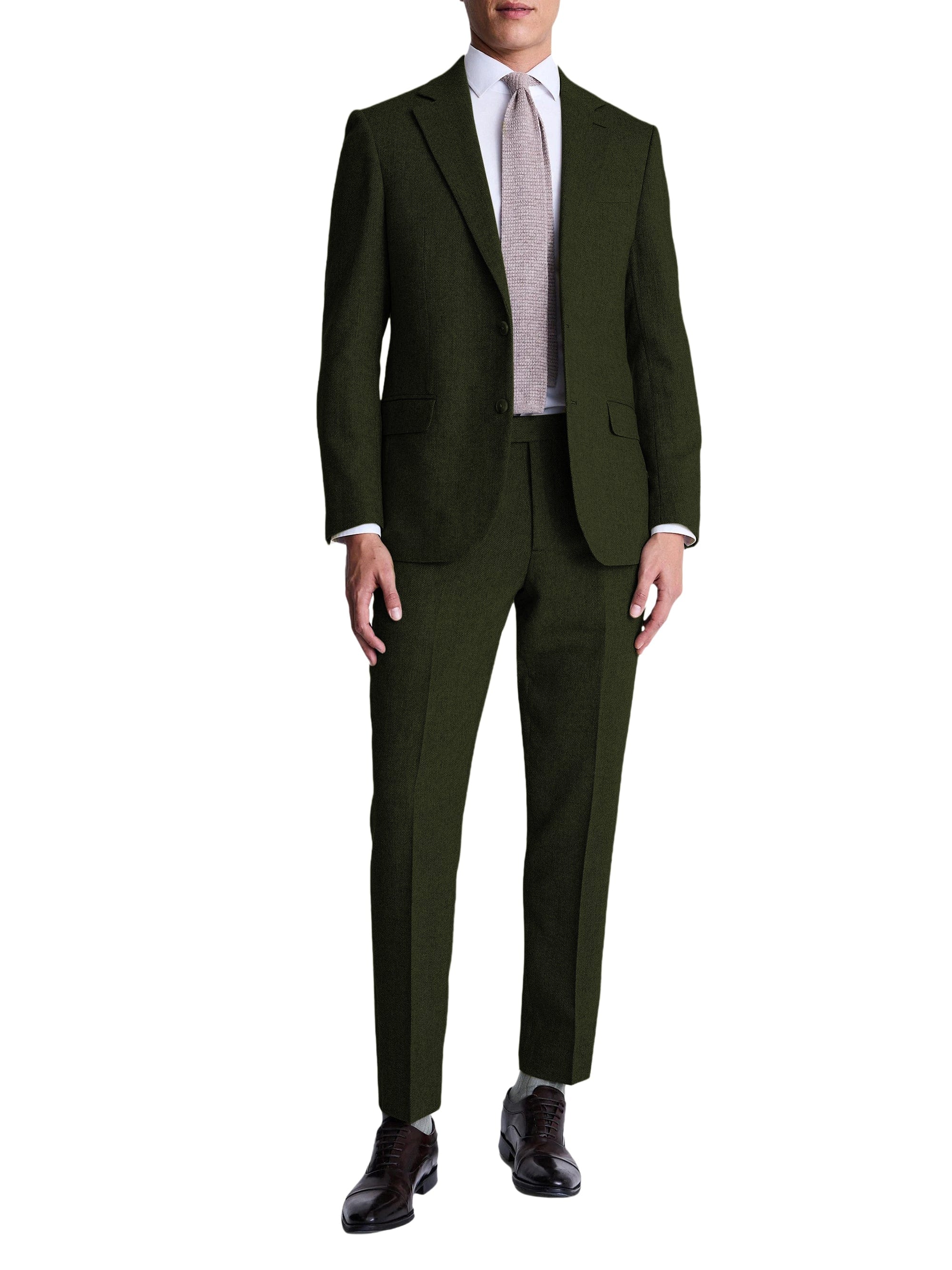 aesido Men’s Herringbone Two-Piece Suit – Blazer & Pants | Notch Lapel