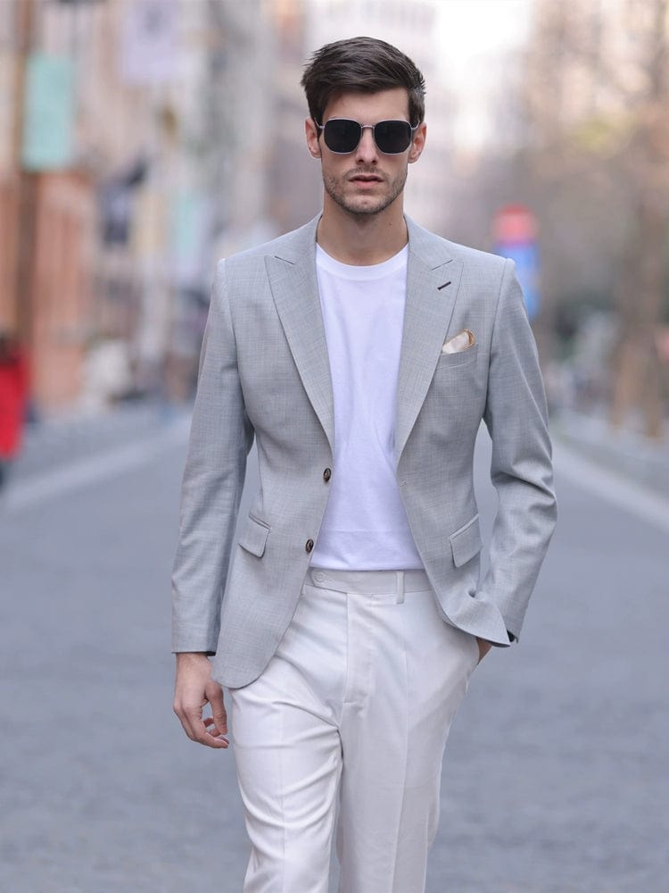 Men's High Quality Light Grey Casual Slim Fit Blazer Light Grey / 40r Men's High Quality Light Grey Casual Slim Fit Blazer Light Grey / 40r