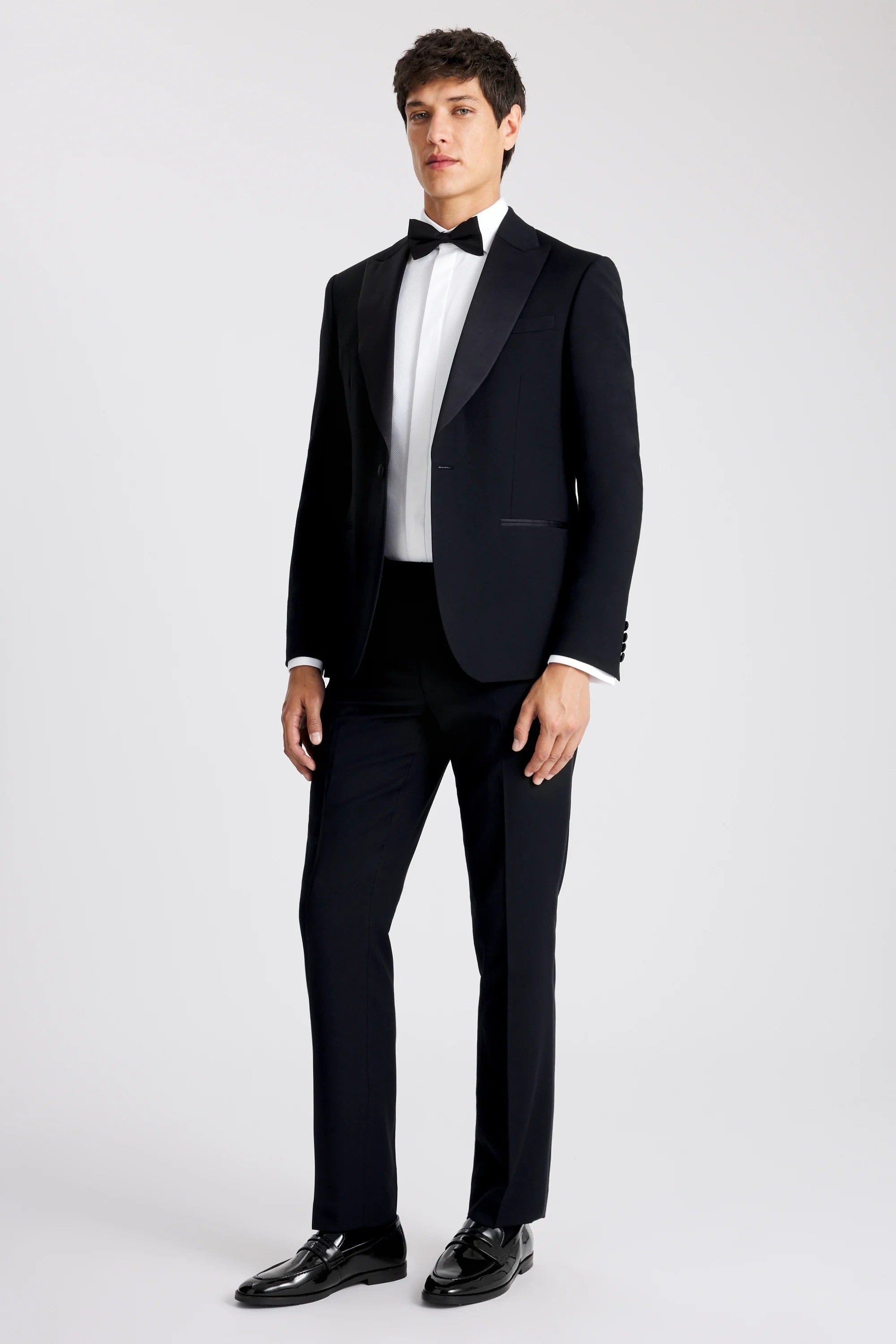 aesido Men’s Navy Blue Satin Shawl Lapel Two-Piece Suit – Blazer & Pants