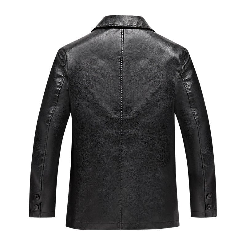 aesido Men’s Plus Size Leather Jacket with Turn-Down Collar for Spring and Autumn
