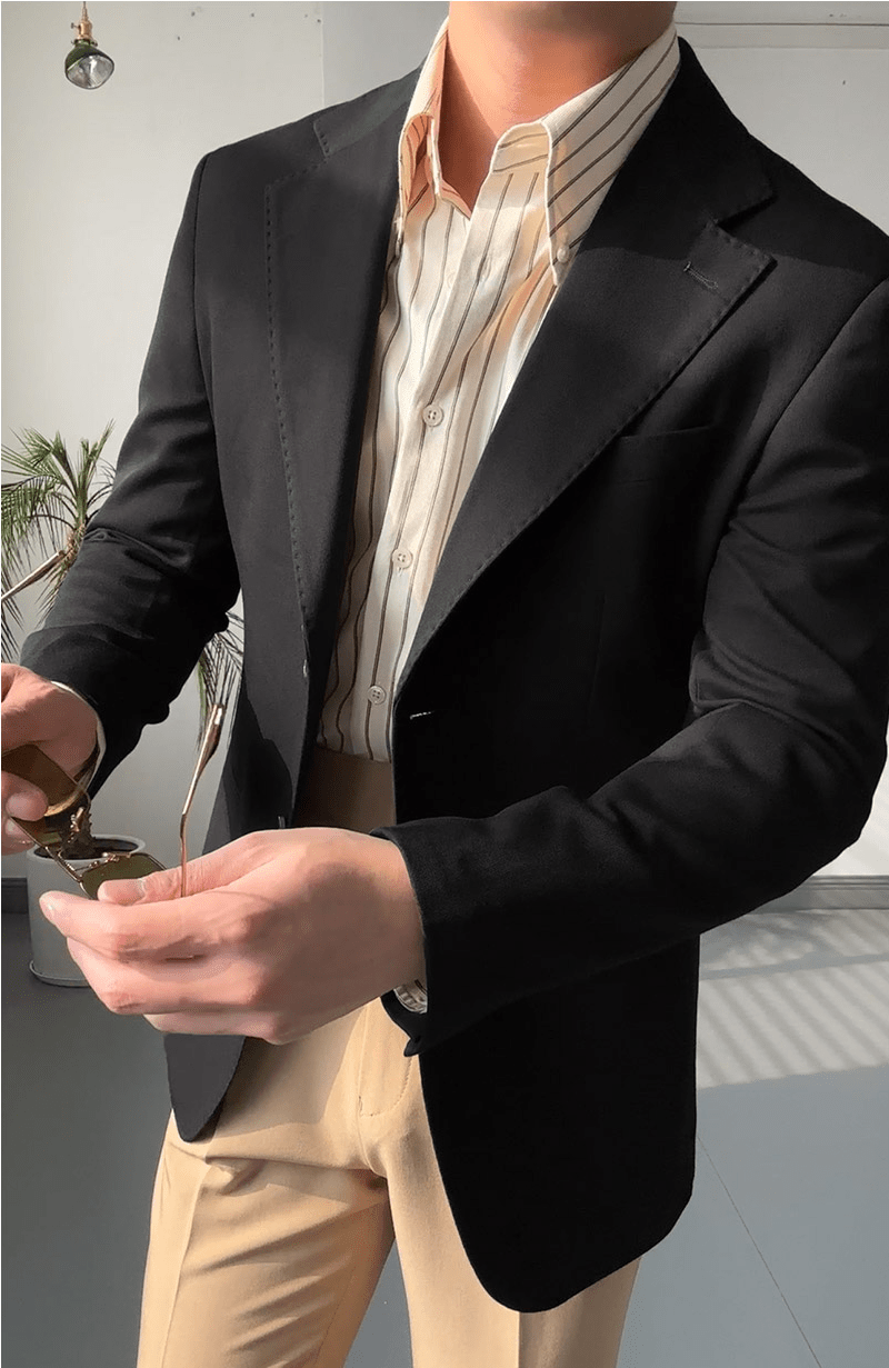 aesido Men's Single Breasted Fashionable Versatile Casual Business Slim Blazer