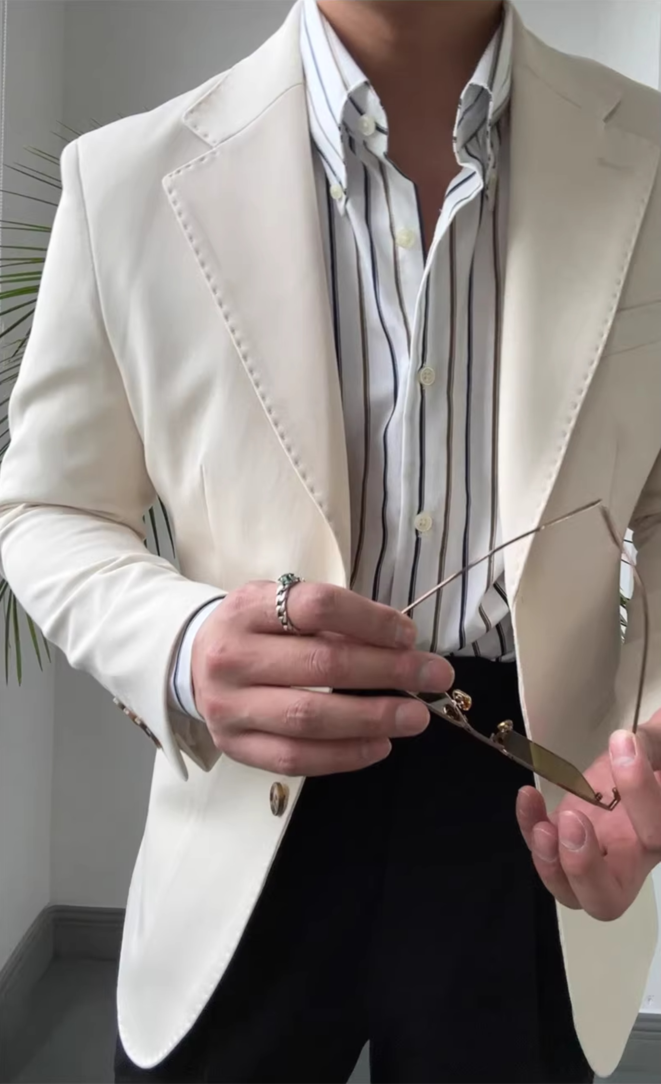 aesido Men's Single Breasted Fashionable Versatile Casual Business Slim Blazer