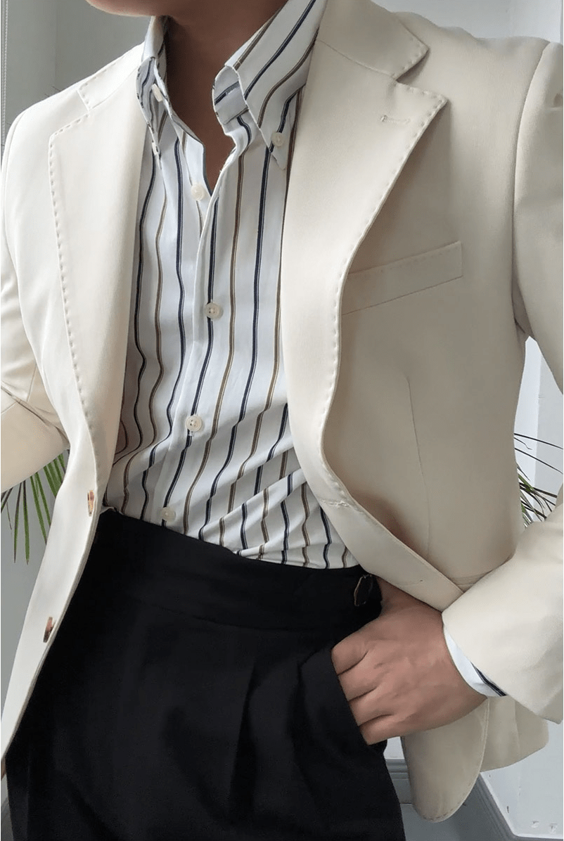 aesido Men's Single Breasted Fashionable Versatile Casual Business Slim Blazer