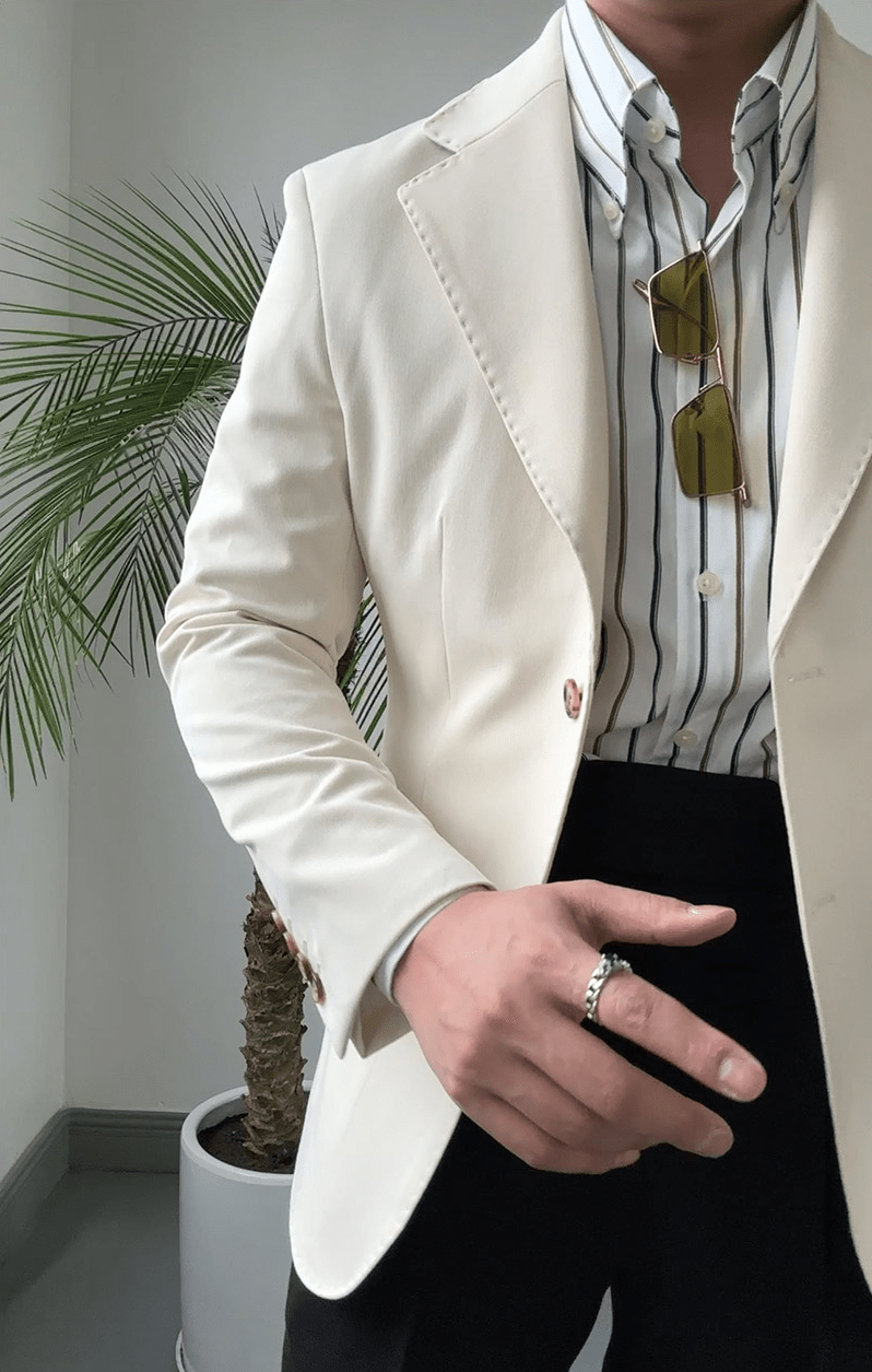 aesido Men's Single Breasted Fashionable Versatile Casual Business Slim Blazer