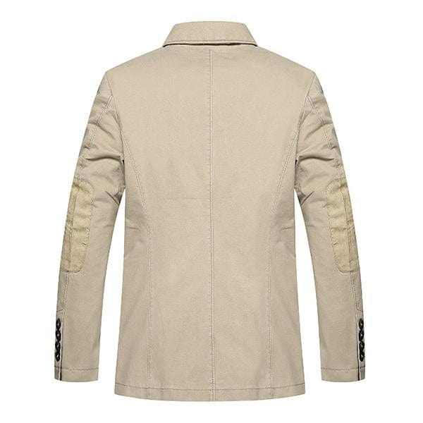 aesido Men's Solid Color Casual Notch Lapel Double Button Blazer