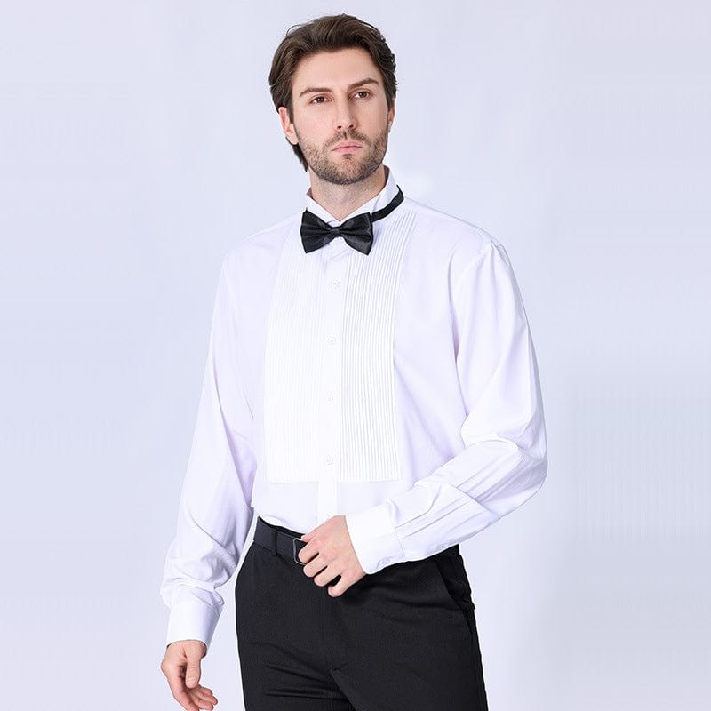 solid color dress shirts Aesido Men's Solid Color Dress Shirt White / S