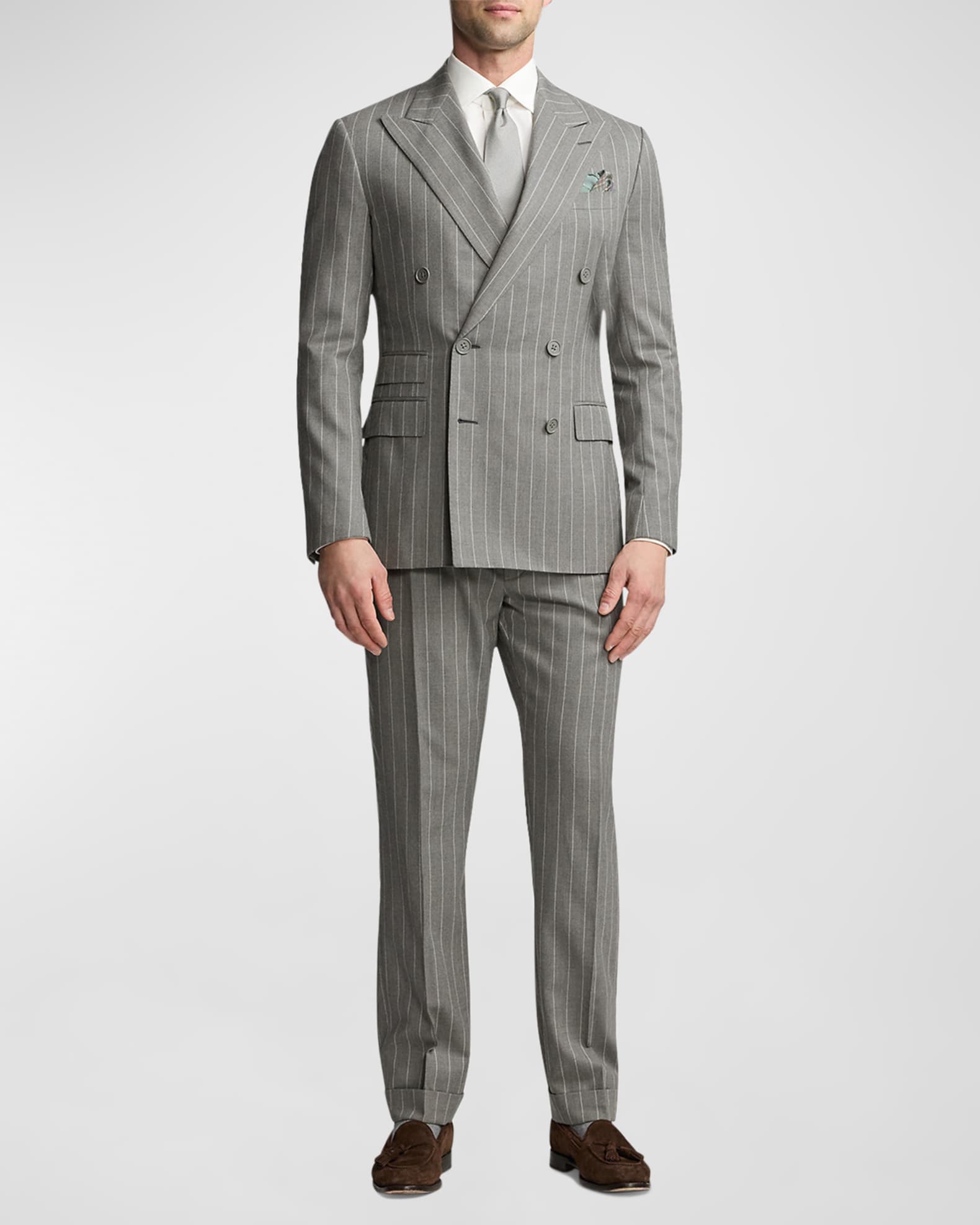 TOPVALU AB6 size, 2-pants, gray striped business suit set