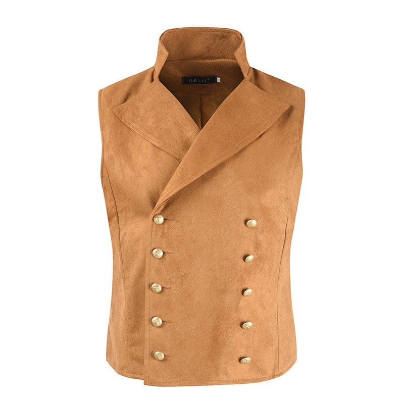aesido Men’s Suede Double Breasted Vest – 10 Button Tailored Waistcoat