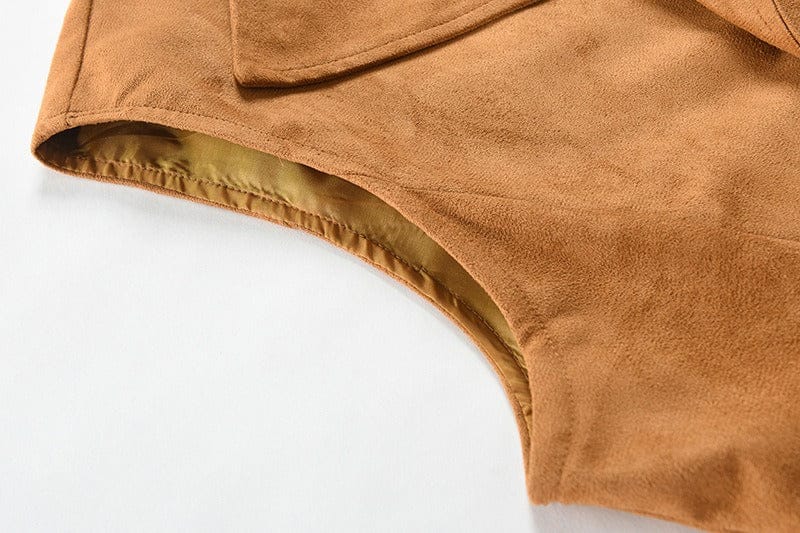 aesido Men’s Suede Double Breasted Vest – 10 Button Tailored Waistcoat