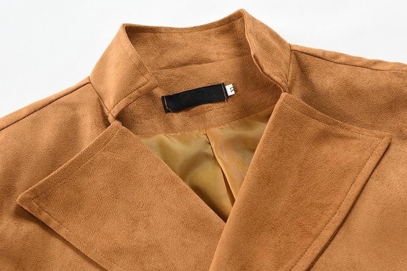 aesido Men’s Suede Double Breasted Vest – 10 Button Tailored Waistcoat