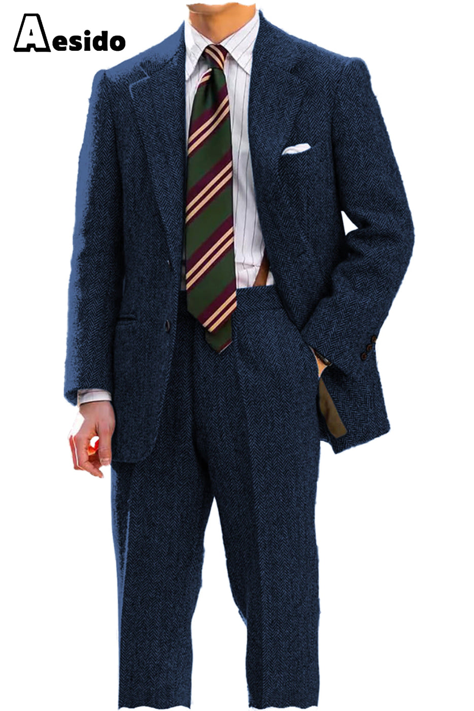 aesido Men's Suit 2 Piece Notch Lapel Blazer(Blazer+Pants)