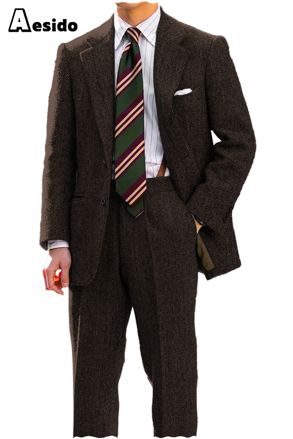 aesido Men's Suit 2 Piece Notch Lapel Blazer(Blazer+Pants)