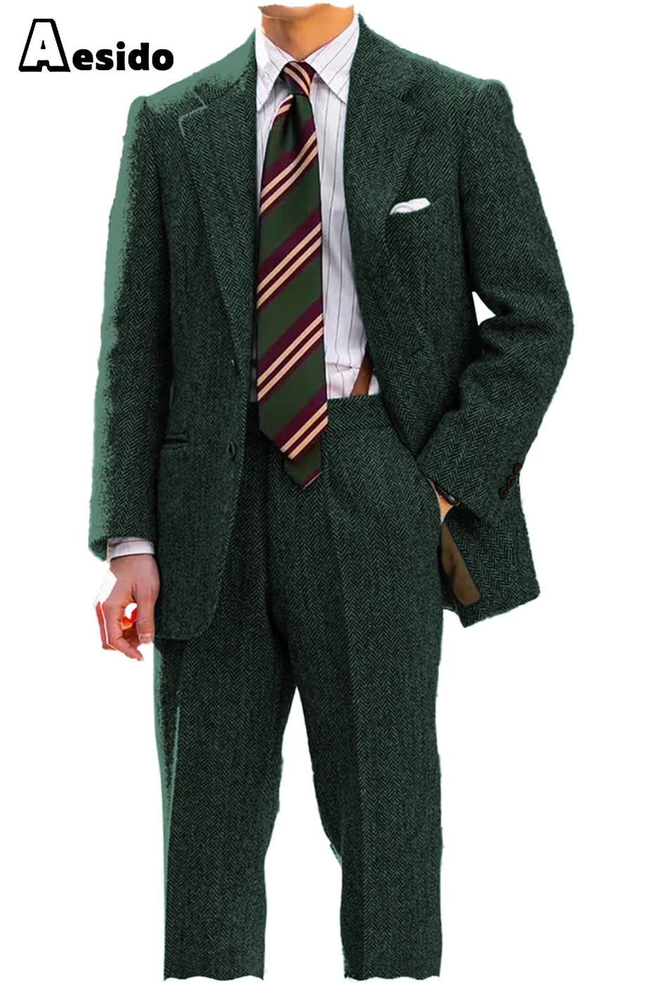 aesido Men's Suit 2 Piece Notch Lapel Blazer(Blazer+Pants)