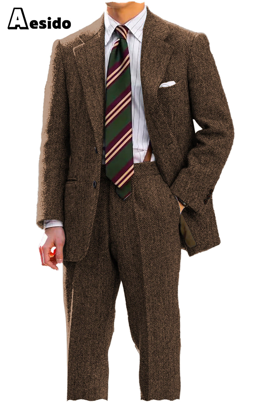 aesido Men's Suit 2 Piece Notch Lapel Blazer(Blazer+Pants)