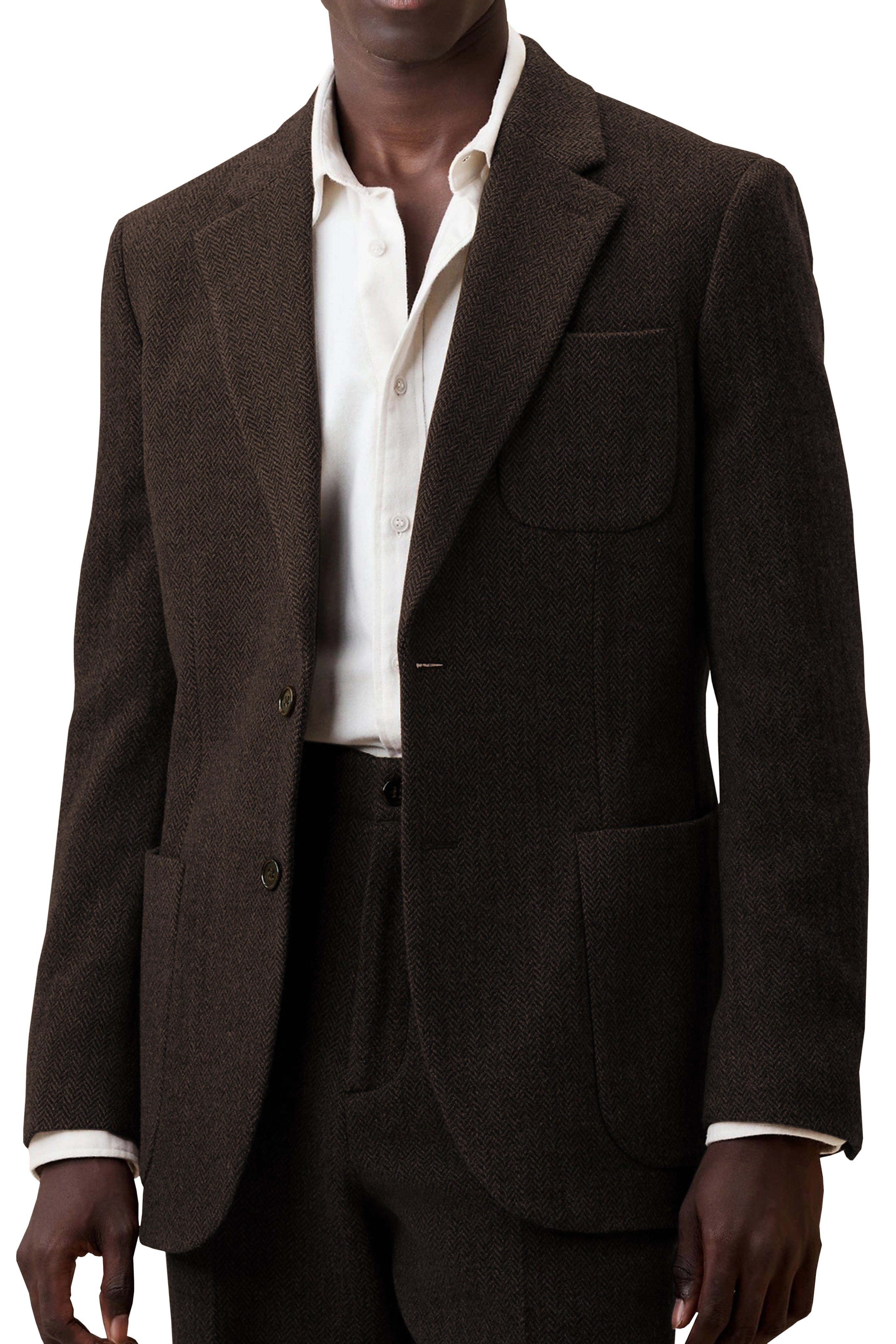 aesido Men's Suit 2 Piece Woolen Leisure Peak Lape Jacket(Blazer+pants)