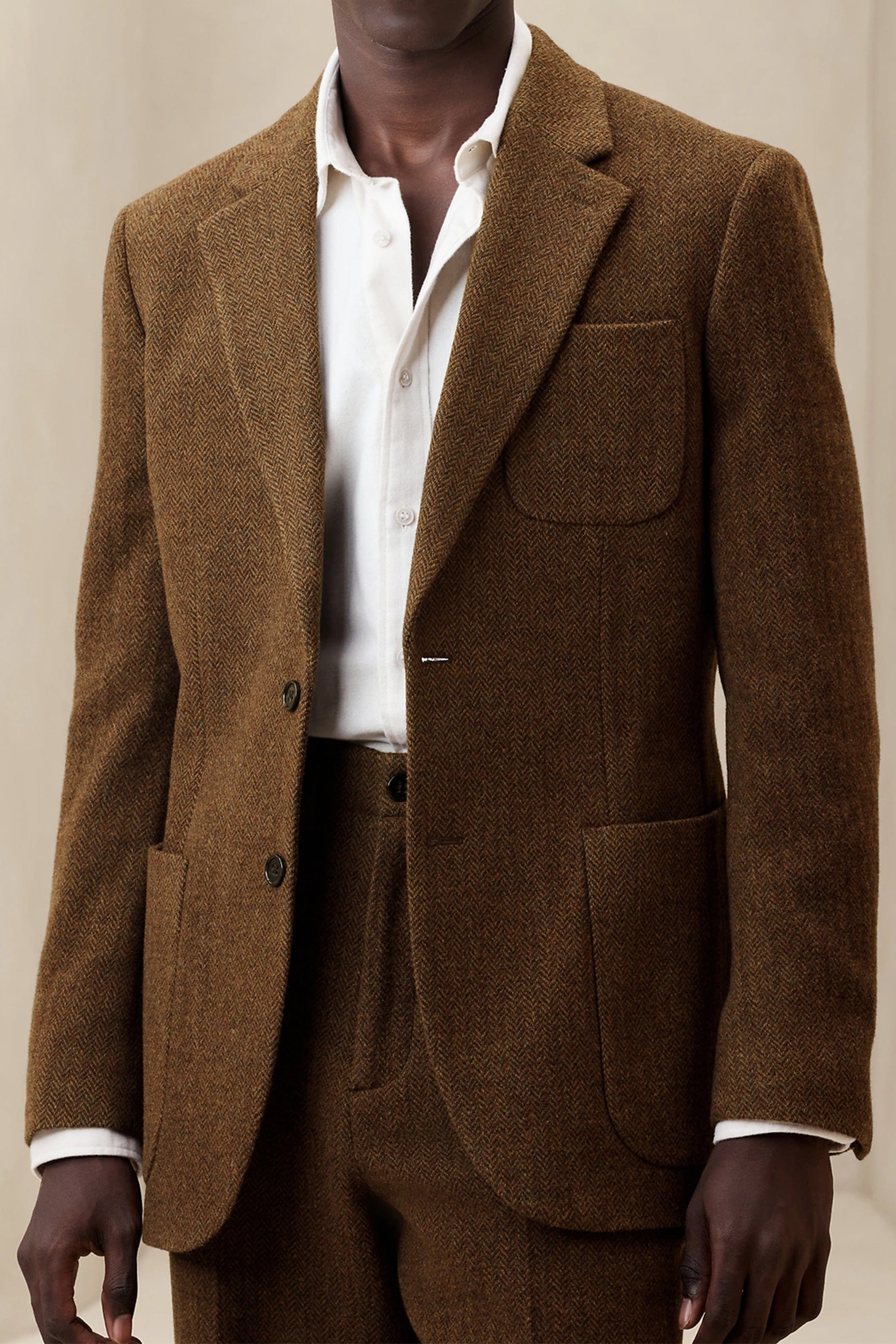 aesido Men's Suit 2 Piece Woolen Leisure Peak Lape Jacket(Blazer+pants)