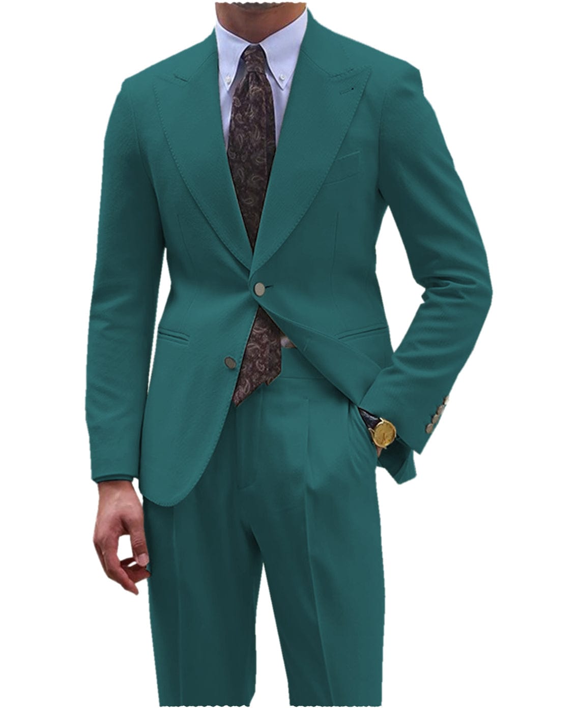 aesido Men's Suit 2 Pieces Double Buttons Peak Lapel Jacket （Blazer+Pants）