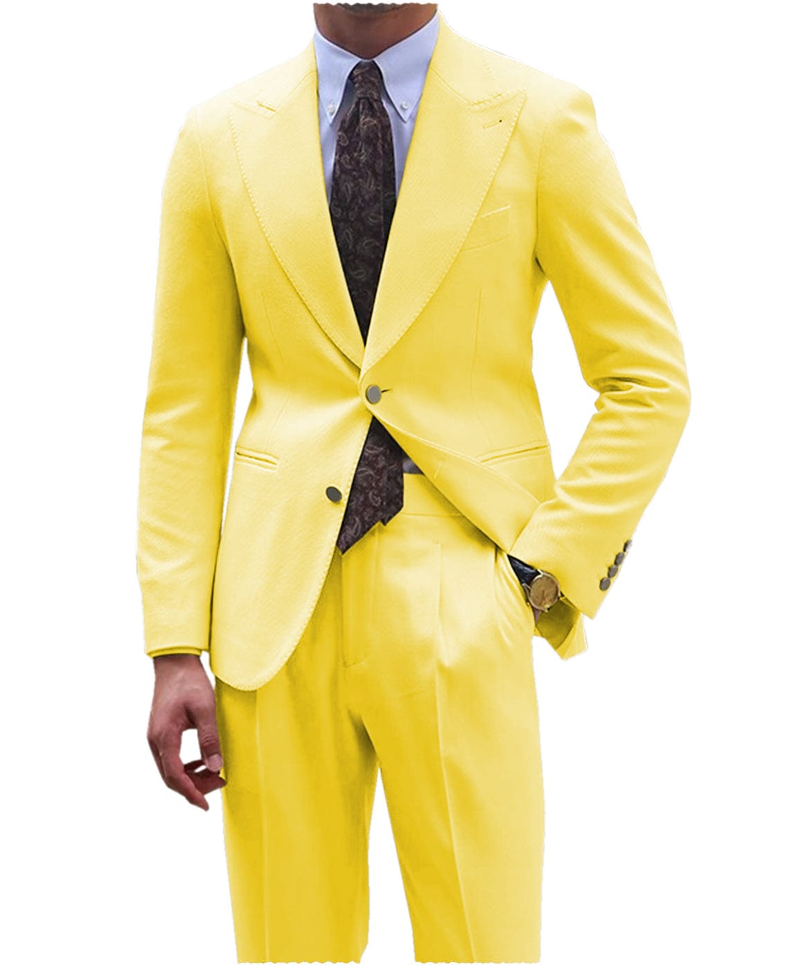 aesido Men's Suit 2 Pieces Double Buttons Peak Lapel Jacket （Blazer+Pants）