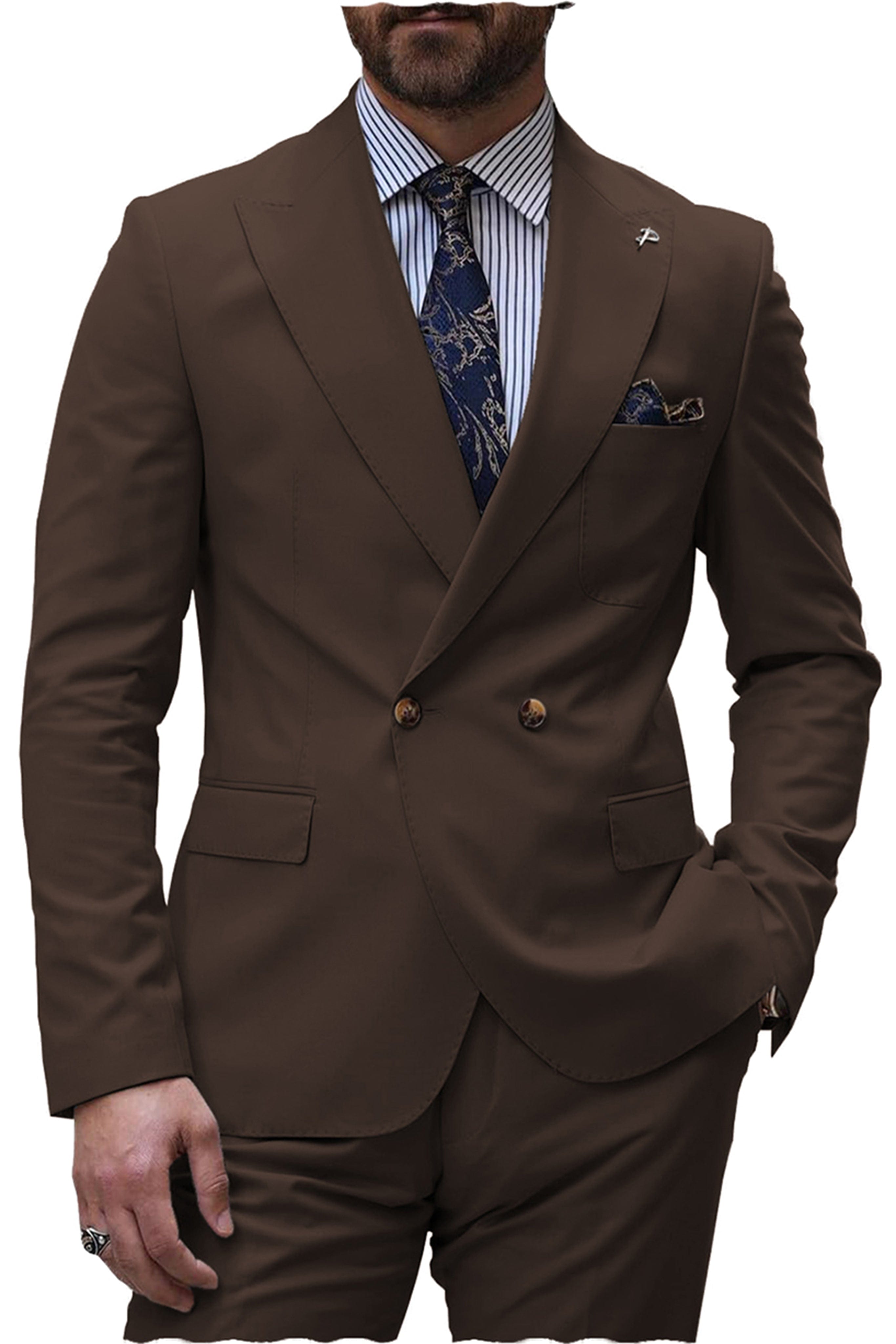 aesido Men's Suit 2 Pieces Peak Lapel Blazer（Blazer+Pants）