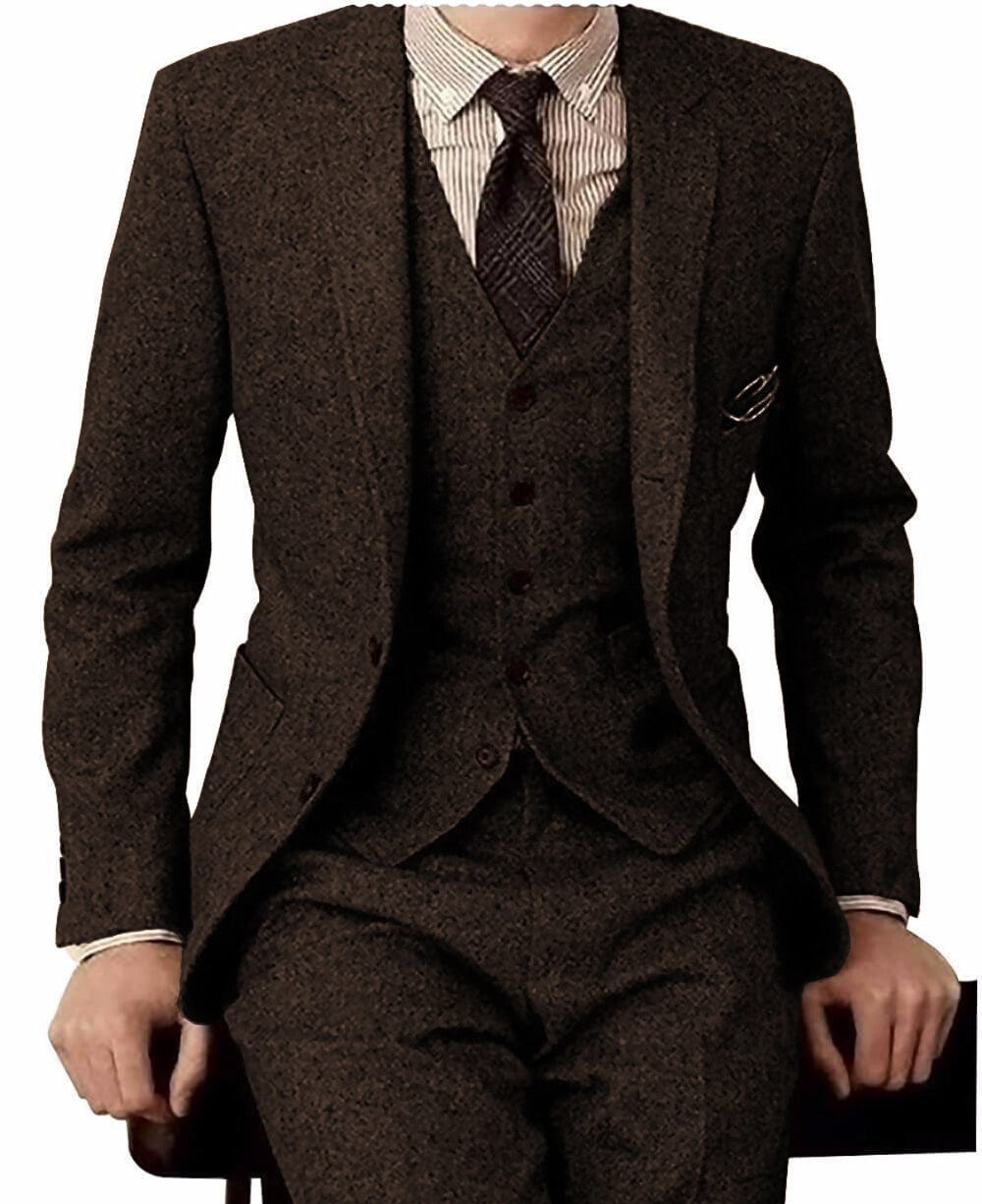 aesido Men's Suit 3 Piece Double Button Notch Lapel Jacket(Blazer+Vest+Pants)