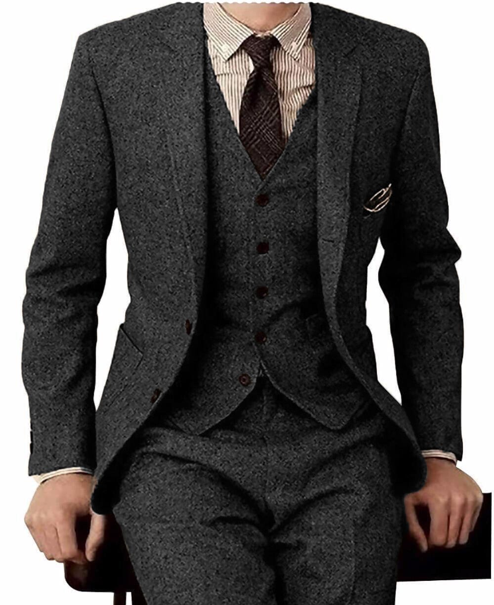 aesido Men's Suit 3 Piece Double Button Notch Lapel Jacket(Blazer+Vest+Pants)
