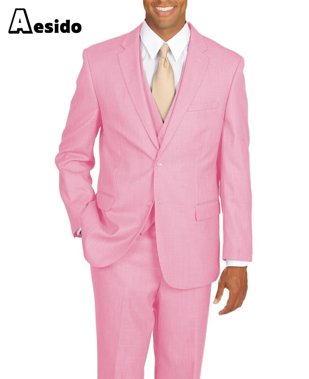 aesido Men's Suit 3 Piece Notch Lapel Jacket(Blazer+Vest+Pants)