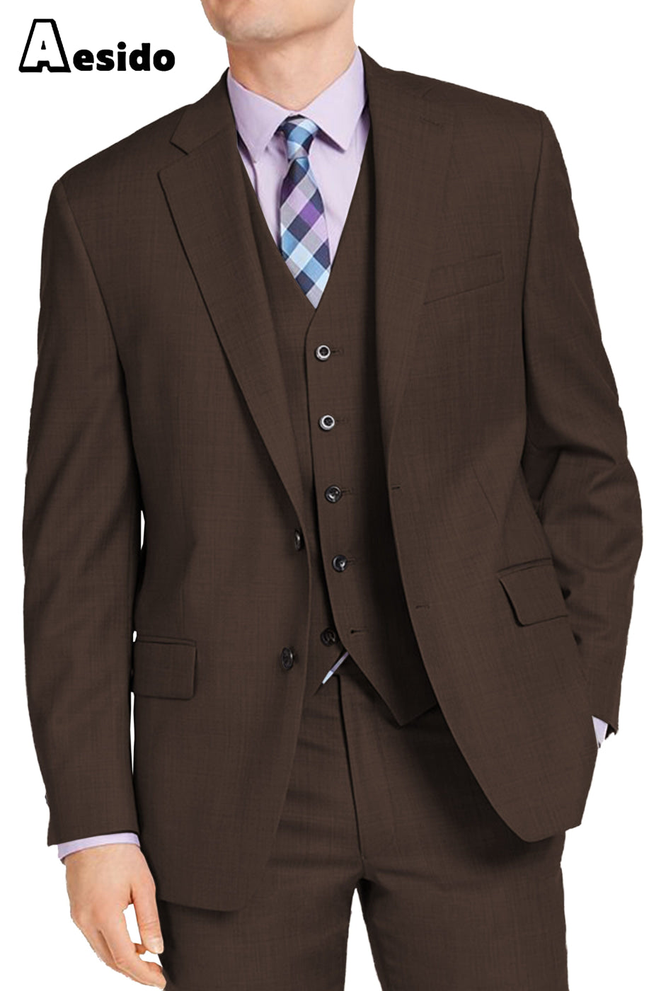 aesido Men's Suit 3 Piece Notch Lapel Jacket For Wedding (Blazer+Vest+pants)