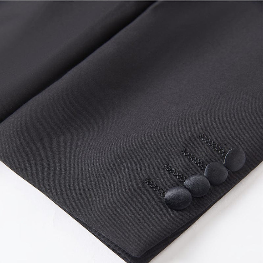 aesido Men's Suit 3 Pieces Peak Lapel Single Button Tuxedo (Blazer+Vest+Pants)