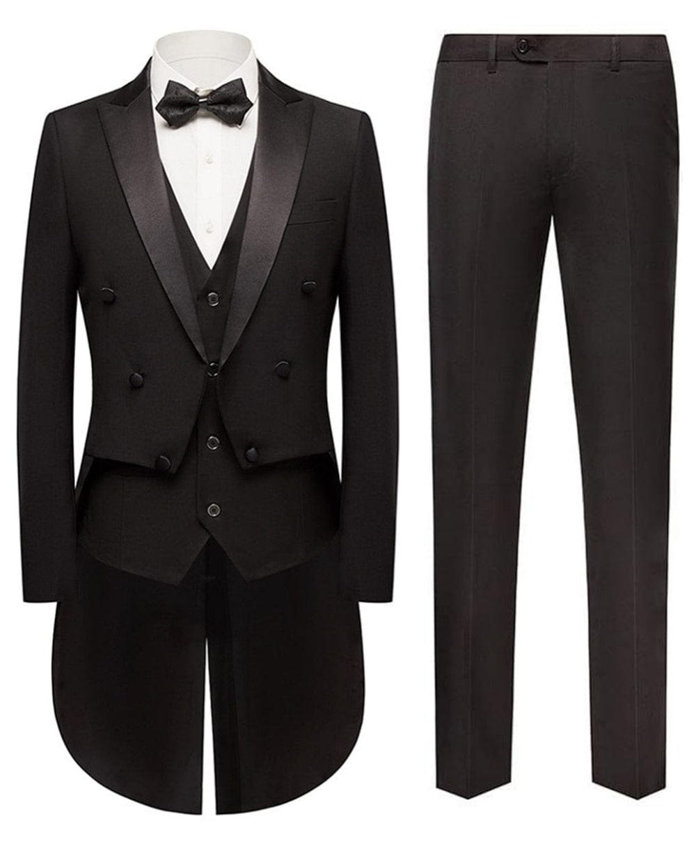 aesido Men's Suit 3 Pieces Peak Lapel Single Button Tuxedo (Blazer+Vest+Pants)