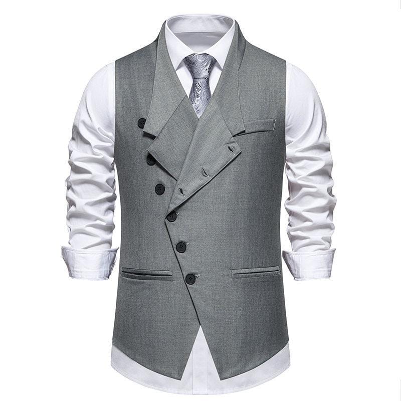 grey dress vest Men's Vintage Solid Color Single Breasted Suit Vest Grey / S
