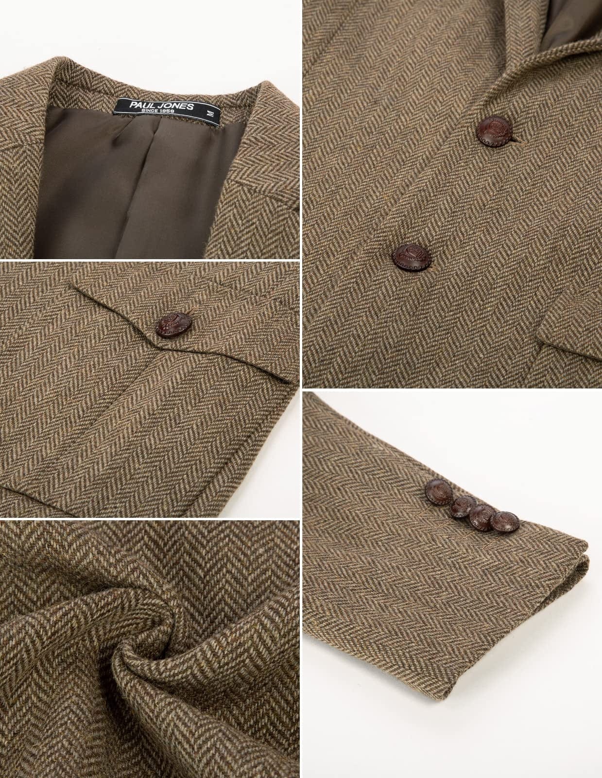 aesido Men's Vintage Two-Button Notch Lapel Blazer