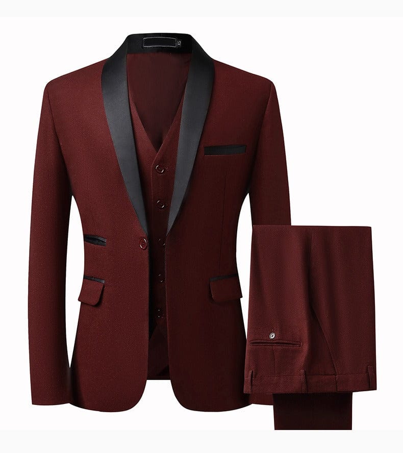 aesido Men's Wool Blend Tweed 3-Piece Suit – Peak Lapel Blazer, Vest & Pants