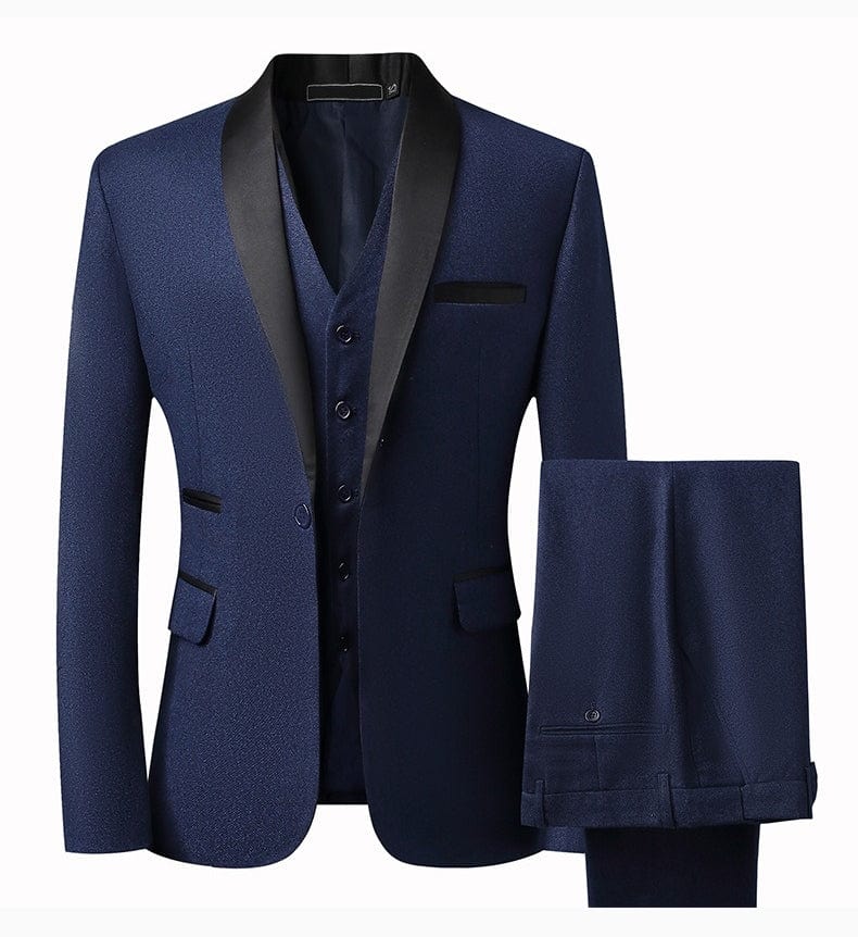 aesido Men's Wool Blend Tweed 3-Piece Suit – Peak Lapel Blazer, Vest & Pants