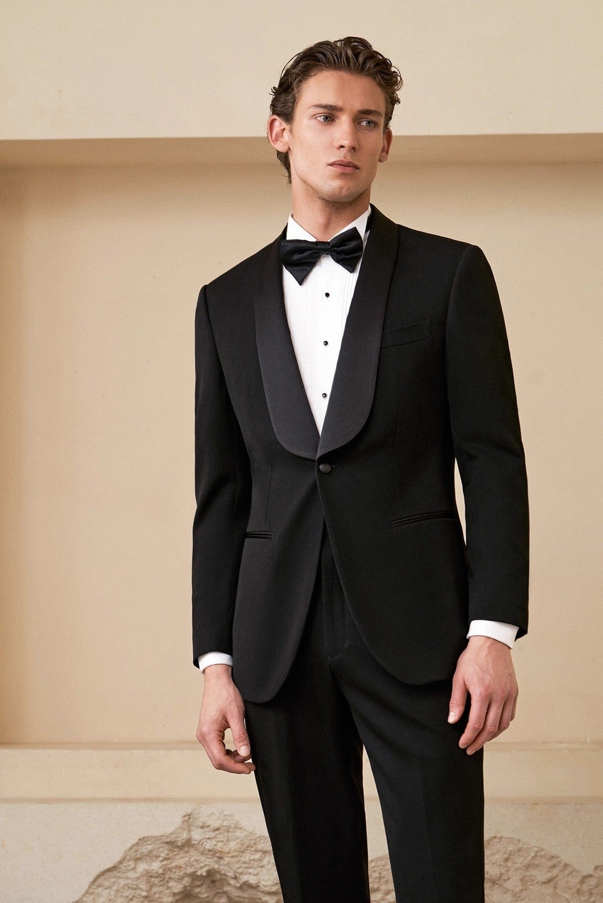 aesido Mens Black Tuxedo Two Piece Slim Fit Suit for Wedding Prom Formal Events