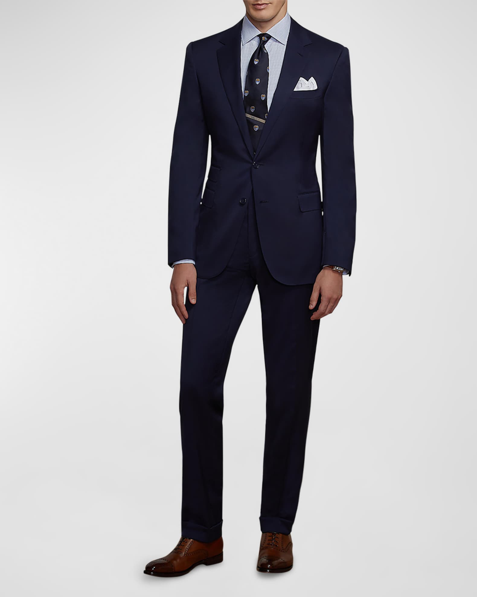 Navy 2 Piece Business Casual Double Buttons Notch Lapel Men's Suit Navy / 50R Navy 2 Piece Business Casual Double Buttons Notch Lapel Men's Suit Navy / 50R