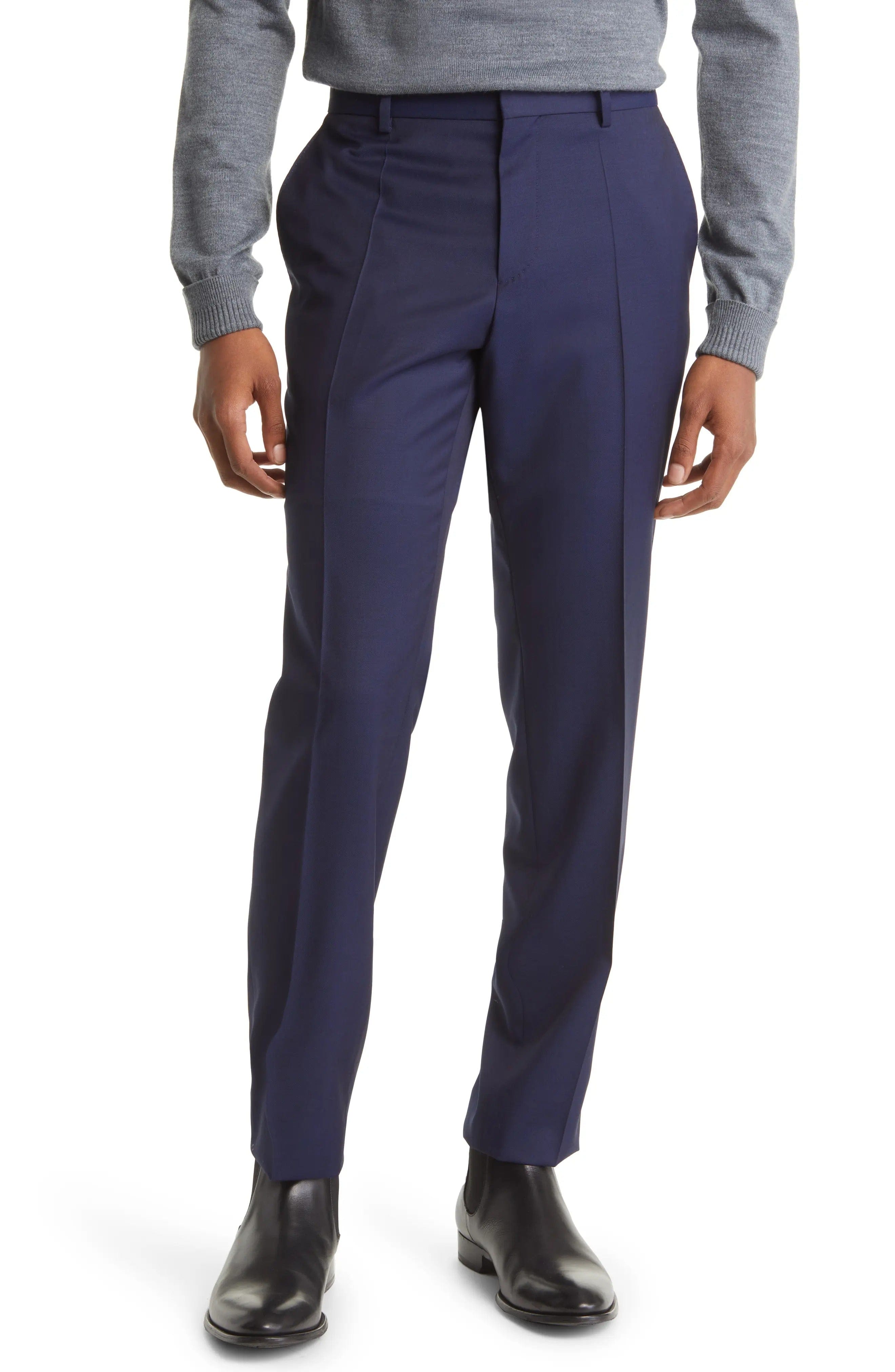 aesido Navy 2 Piece Double Button Business Casual Men Suit (Blazer+Pants)