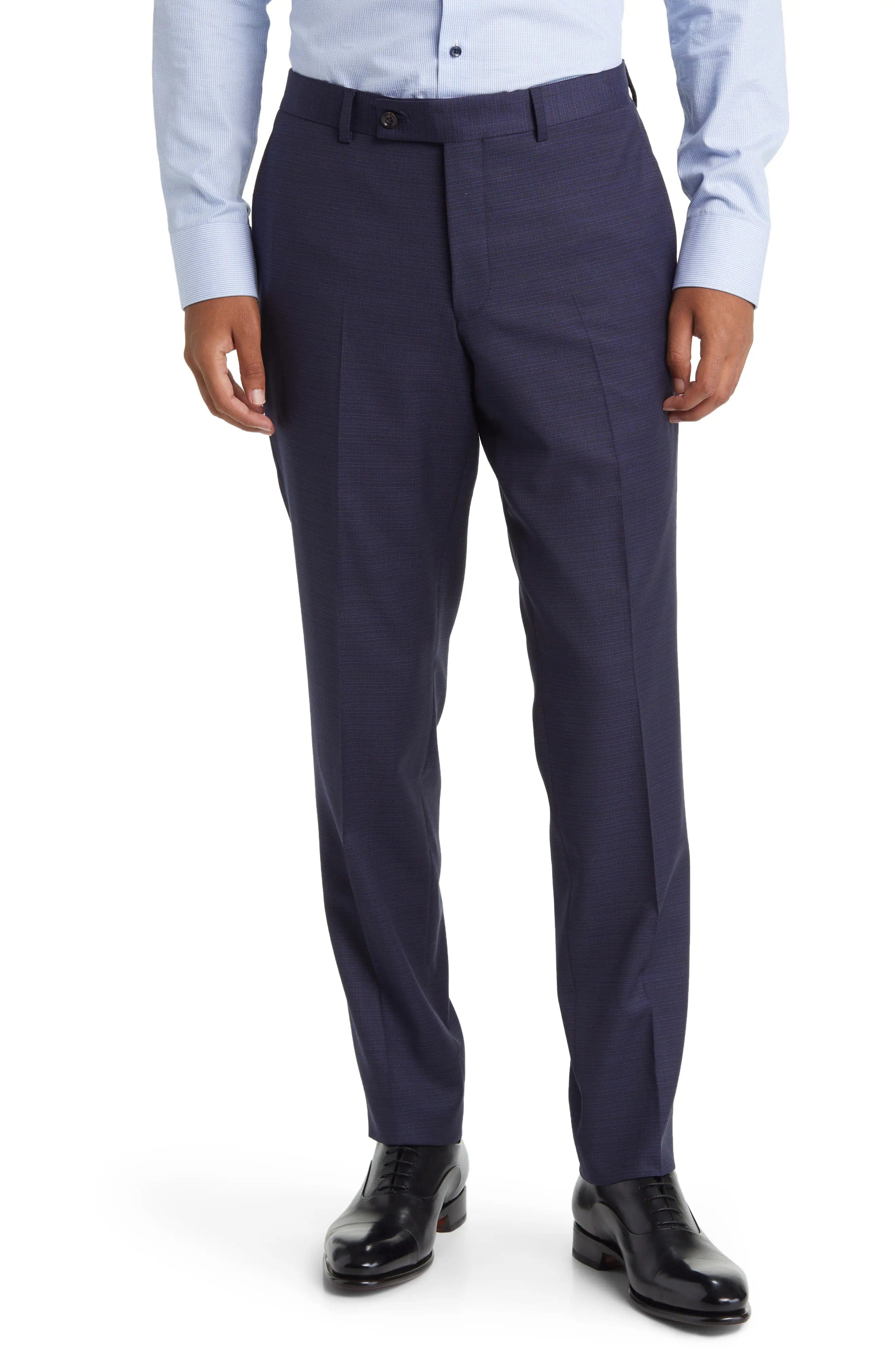 aesido Navy 2 Piece Double Button Business Casual Slim Fit Men Suit