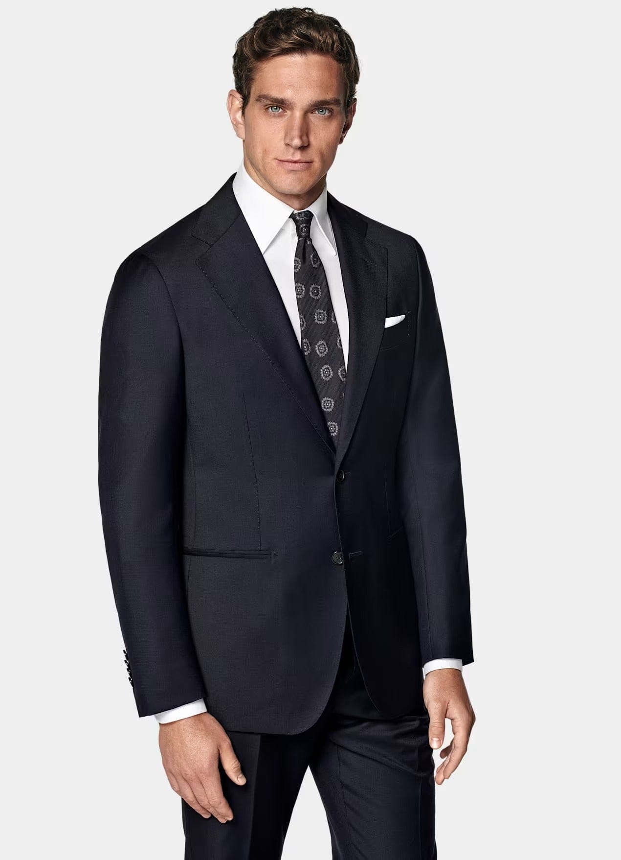 aesido Navy 2 Piece Double Button Business Slim Fit Men Suit (Blazer+Pants)